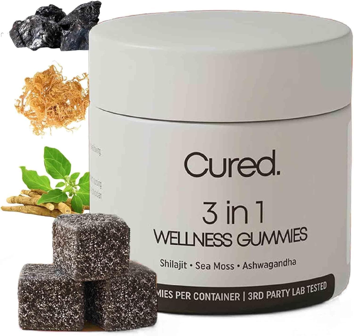 Cured 3 in 1 Gummies, Cured Shilajit Gummies for Men, Pure Shilajit Gummies, 30 Day Supply Per Bottle (2pcs)