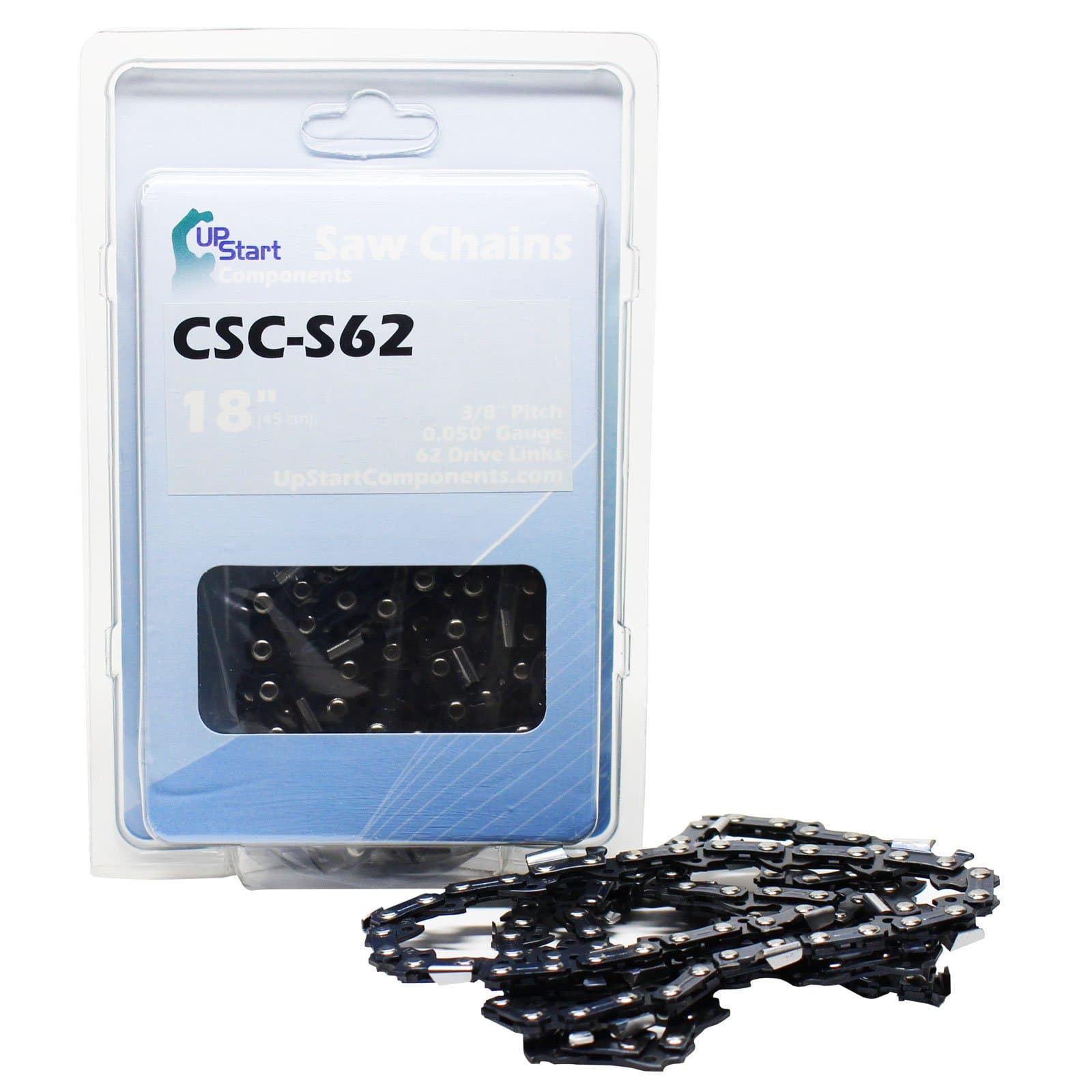 UpStart Components 18" Semi Chisel Saw Chain for Homelite UT10580 Chainsaws - (18 inch, 3/8" Low Profile Pitch, 0.050" Gauge, 62 Drive Links, CSC-S62)