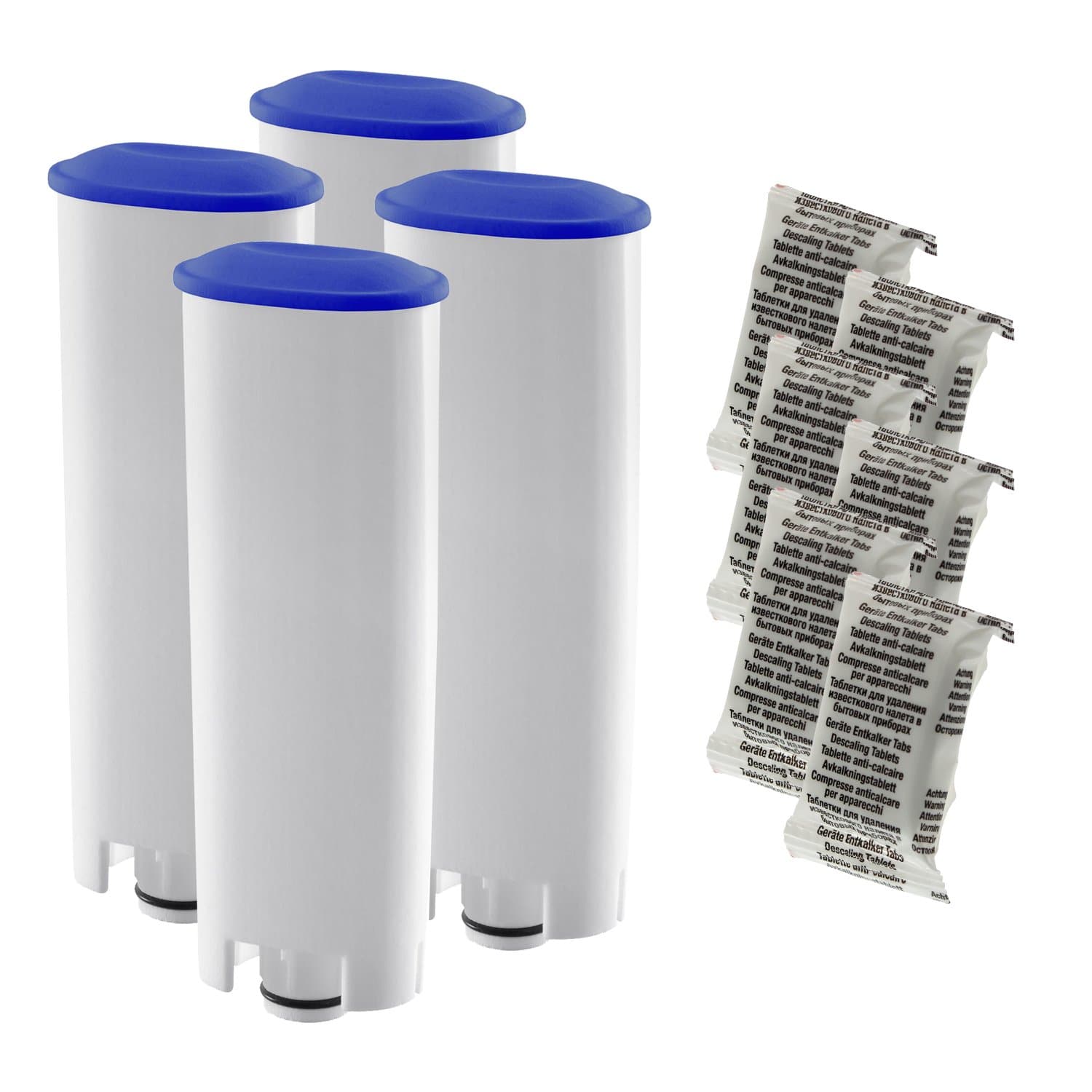 Scanpart Cleaning and Care Set, Water Filter Pack for Delonghi Coffee Machine with descaling Tablets 4X Wasserfilter und Entkalkungstabletten