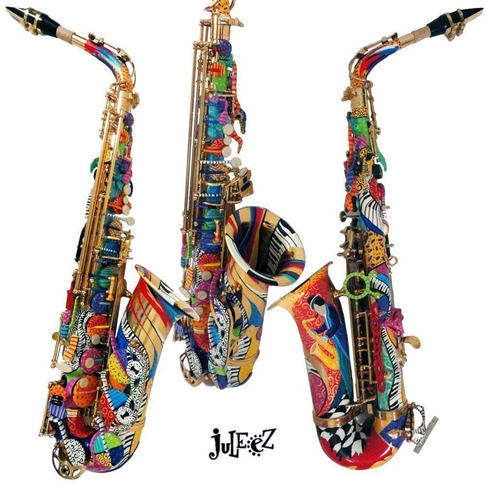 Colorful Alto Saxophone by Juleez Hand Painted Musical Instrument