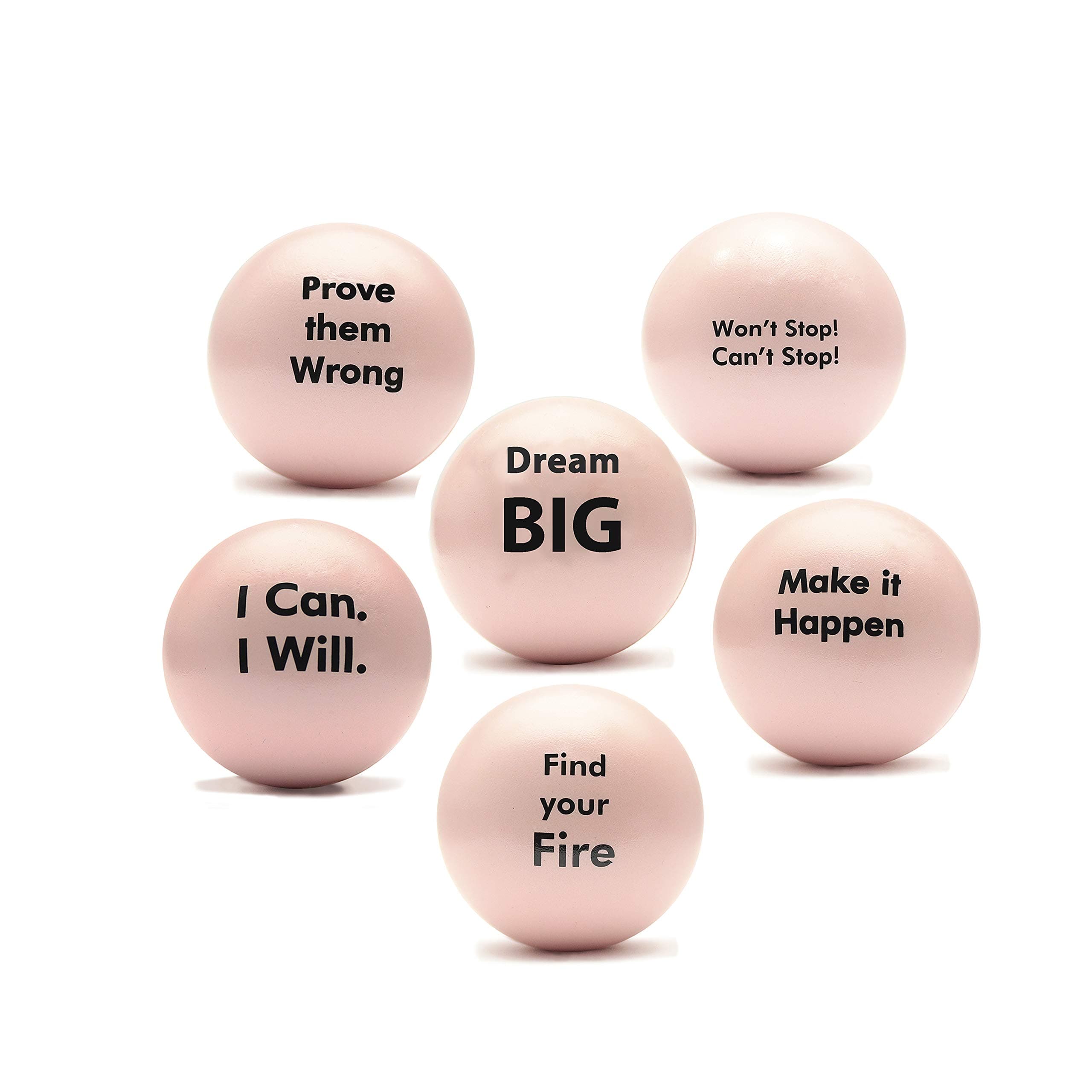 Pure Origins | Motivational Stress Balls | Gift 6-Pack |Fidget Accessory for Stress Relief, Special Needs, Concentration, Anxiety, Motivation, ADHD, Autism and Team Building (Flamingo Pink)
