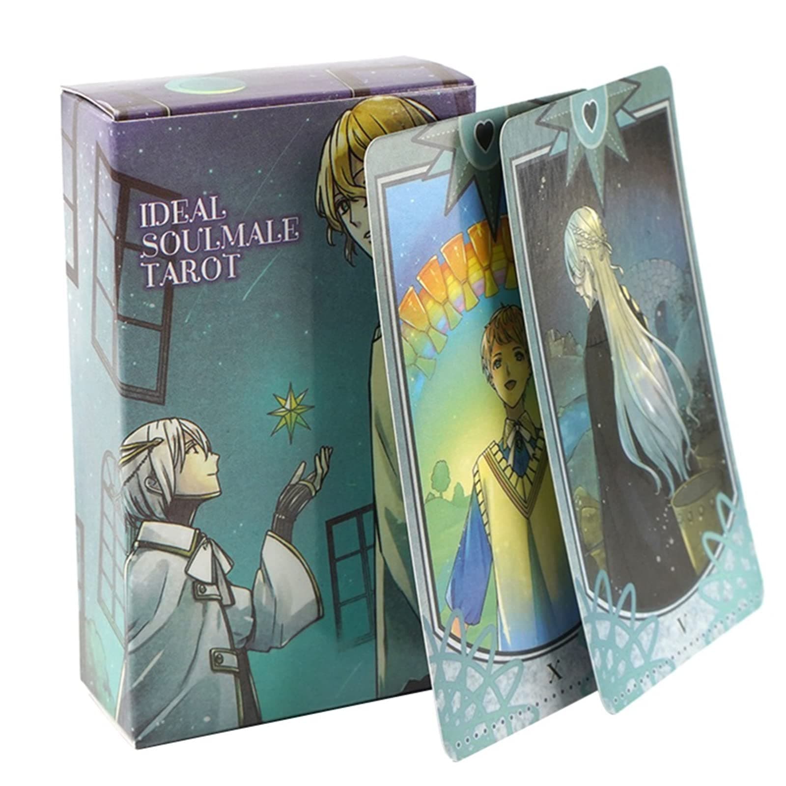 mrdiyshisha Ideal Soulmate Tarot Deck, 78 Male Character Tarot Cards, Anime Tarot for Beginners (Pocket Size: 4.06" x 2.36")