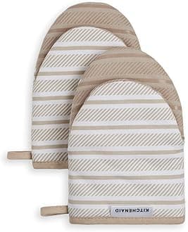 KitchenAid Albany Mini Oven Mitt 2-Pack Set, Milkshake Tan, 5.5"x8"
