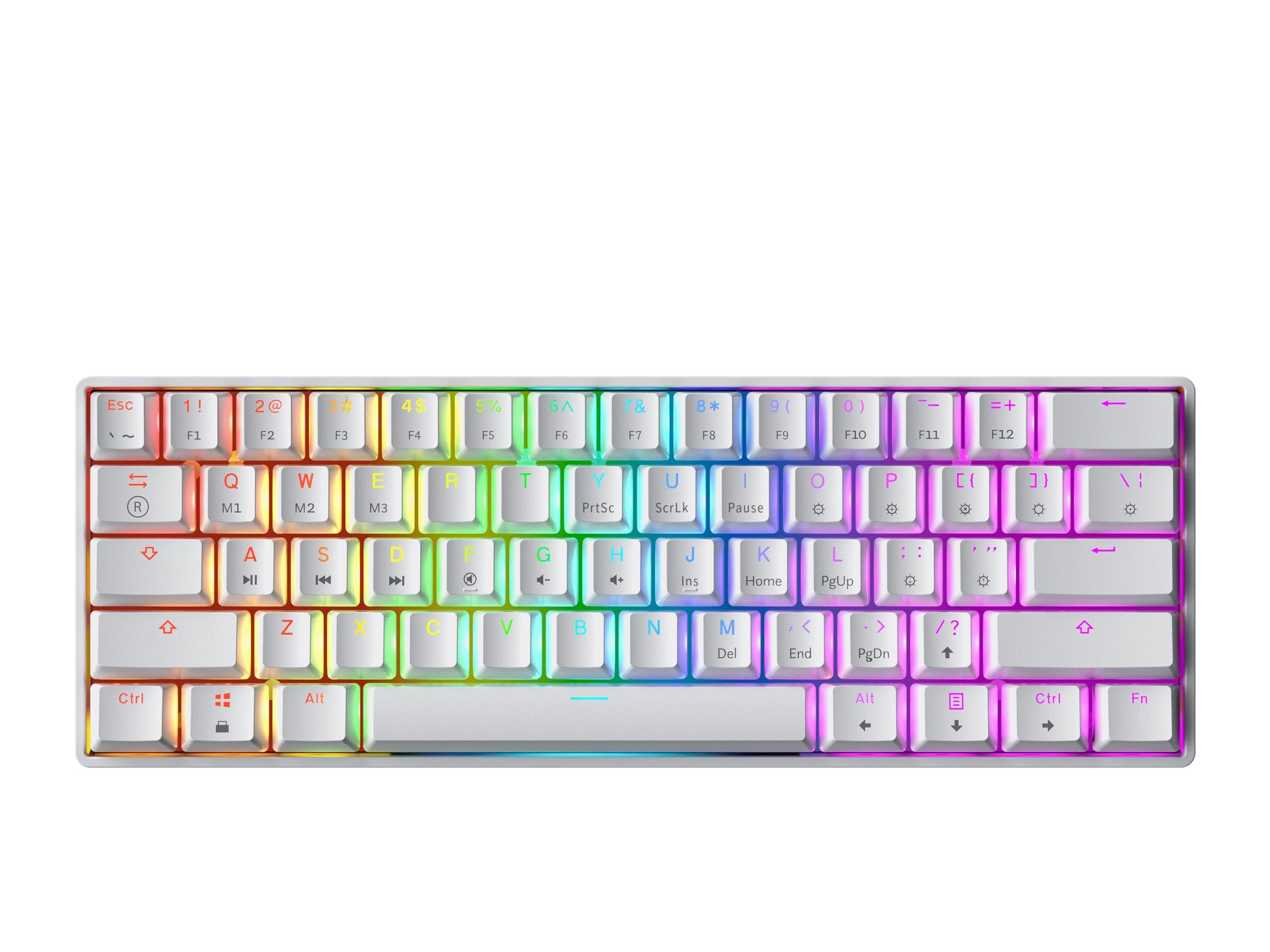 Mechanical Gaming Keyboard - 61 Keys Multi Color RGB Illuminated LED Backlit Wired Programmable for PC/Mac Gamer (Gateron Optical Red, White)