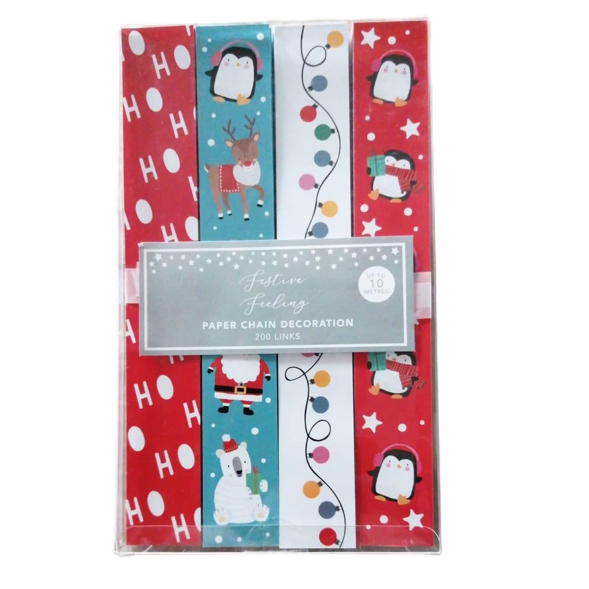 eBoutikeBoutik – Novelty Christmas Decorations - Make Your Own Traditional Christmas Paper Chain Kit – Paper Chains Self Adhesive (Santa Friends)