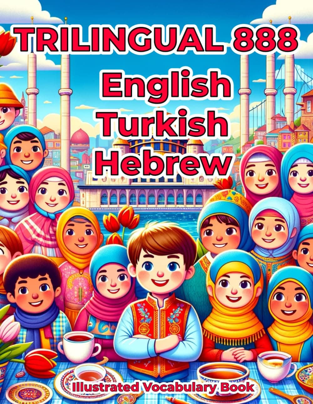 Trilingual 888 English Turkish Hebrew Illustrated Vocabulary Book: Colorful Edition