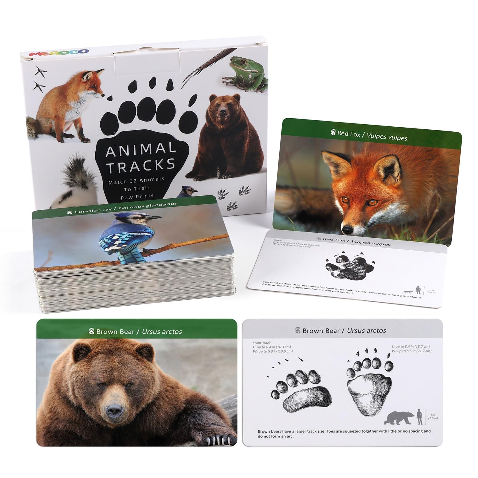 MEROCO Forest Animals Tracks Cards for Kids,Animal Tracks Matching Game Flash Cards,Homeschool Animal Games Kids Learning Educational Toys Preschool Autism Learning Materials