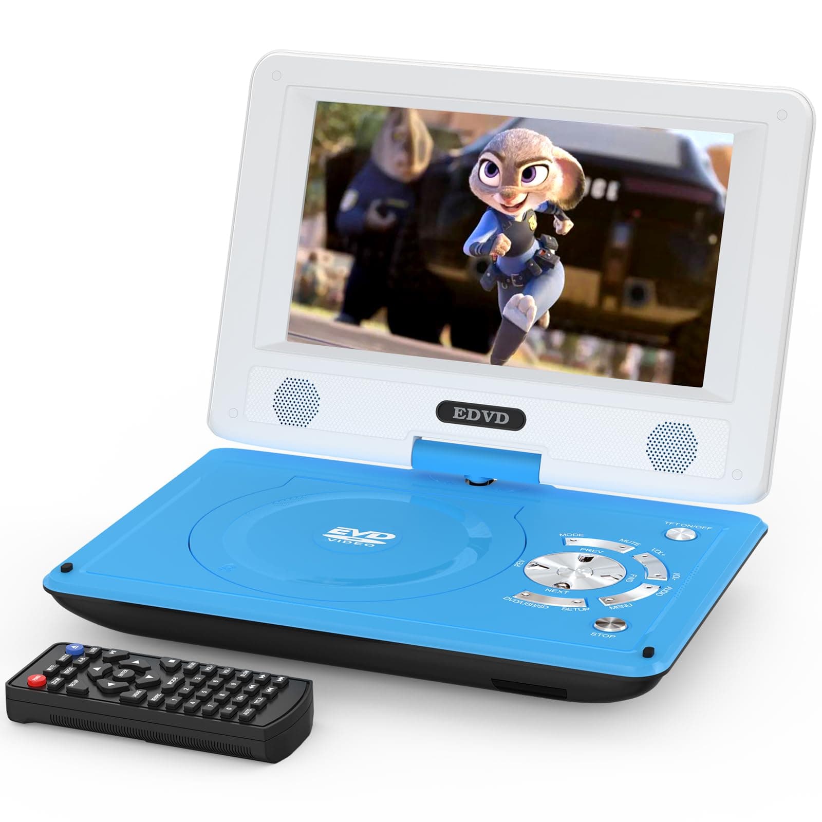 11.5" Portable DVD Player for Kids and Car, 9.5" Swivel HD Screen with 4-6 Hours Built-in Battery, Support Sync Screen to TV, Support SD Card/USB/Multiple Disc Formats (Blue)