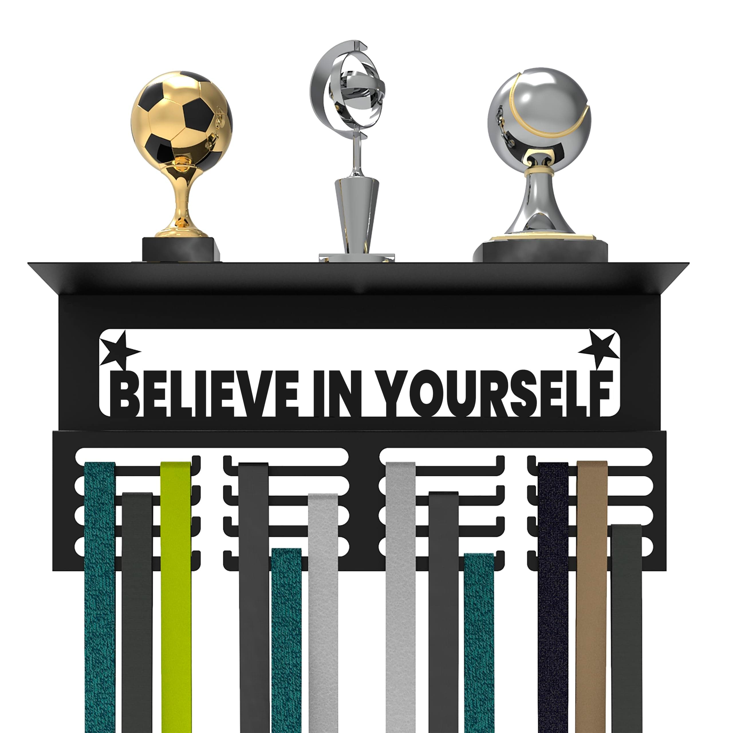 Medal Hanger Display - Medal Holder for Wall, Trophy Shelf, Medal Hanger Display with Shelf, Medal Display Hanger, Medals and Awards Holder on Wall