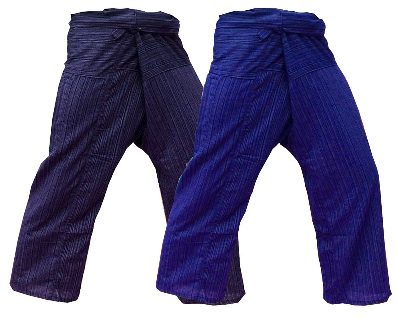 HIT HOT Thai Fisherman Trousers Yoga Uniform Free Size Cotton Drill Pack 2 Deep Blue and Navy Blue