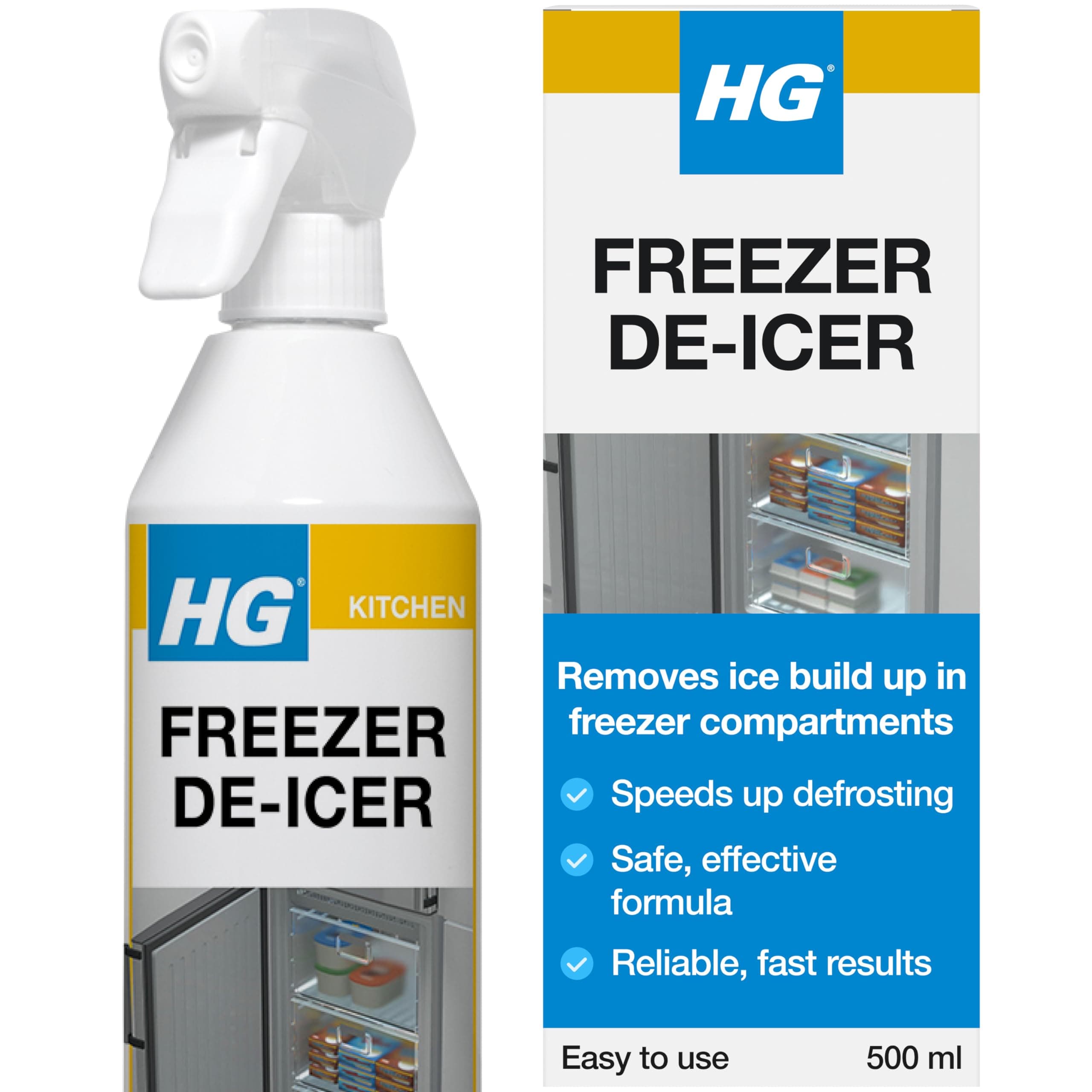 HG Fridge Freezer De-Icer - Quick-Acting Ice Remover & Defrosting Spray for Fast Cleaning - 500ml