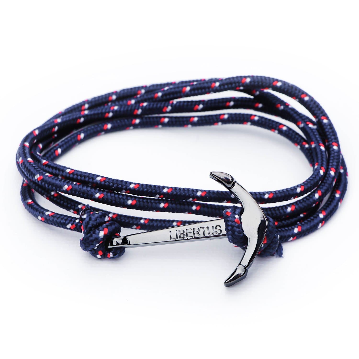 Navy Rope Anchor Bracelet and Necklace by Project Libertus - Dark Silver - Mens and Womens Fashion Accessory - Adjustable Twin Weave Polyester Paracord - FREE Style Guide Included