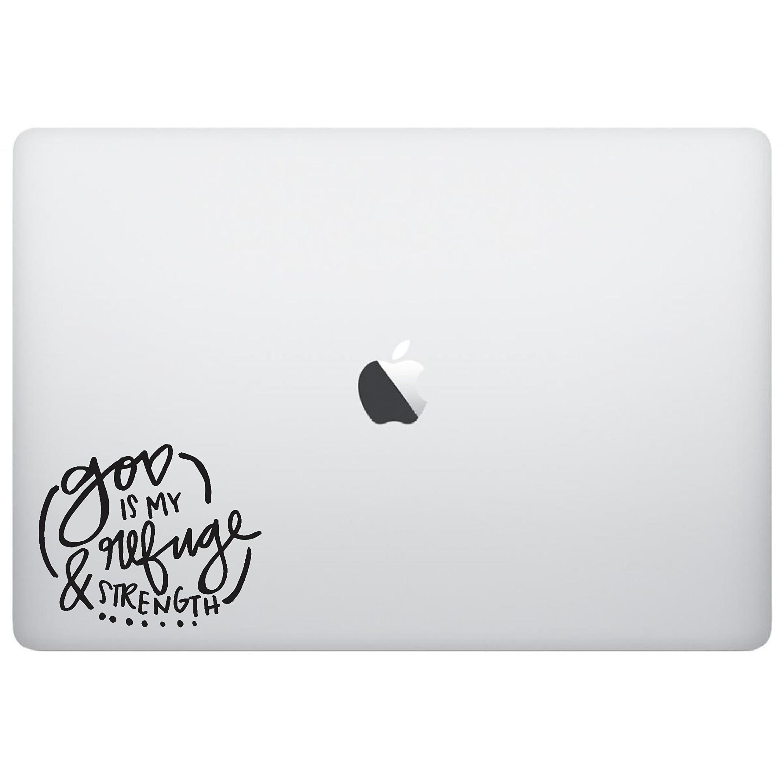 Laptop Sticker Decal - God is My Refuge - Matte Black Skins Stickers