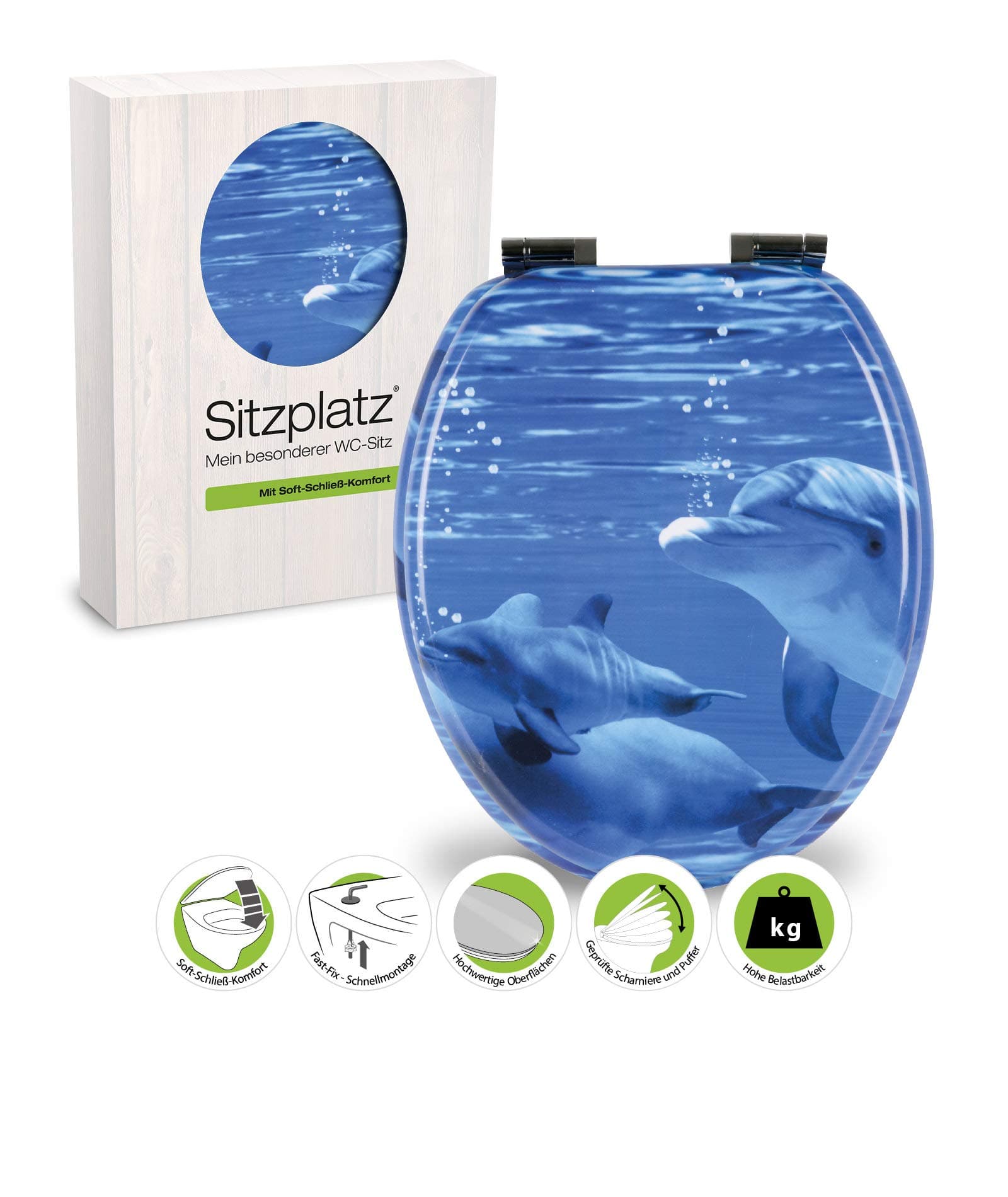 Sitzplatz 40649 9 Toilet Seat Sea Theme Soft-Closing Fast Fix