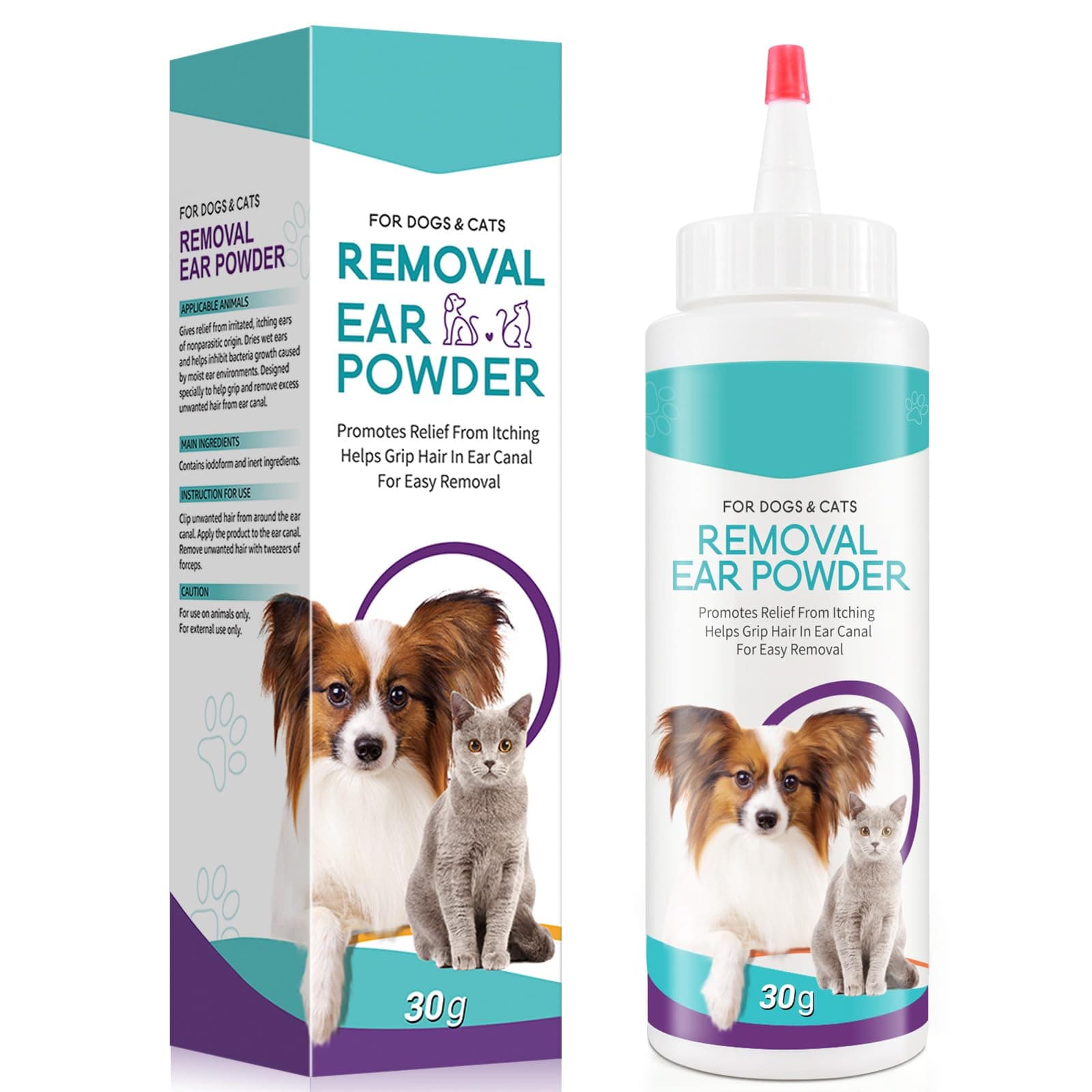 – Dog Ear Cleaner - Removal Ear Powder for Pets,Dog Ear Infection Treatment,Supports Infection Prone Ears, Ear Odor in Pets