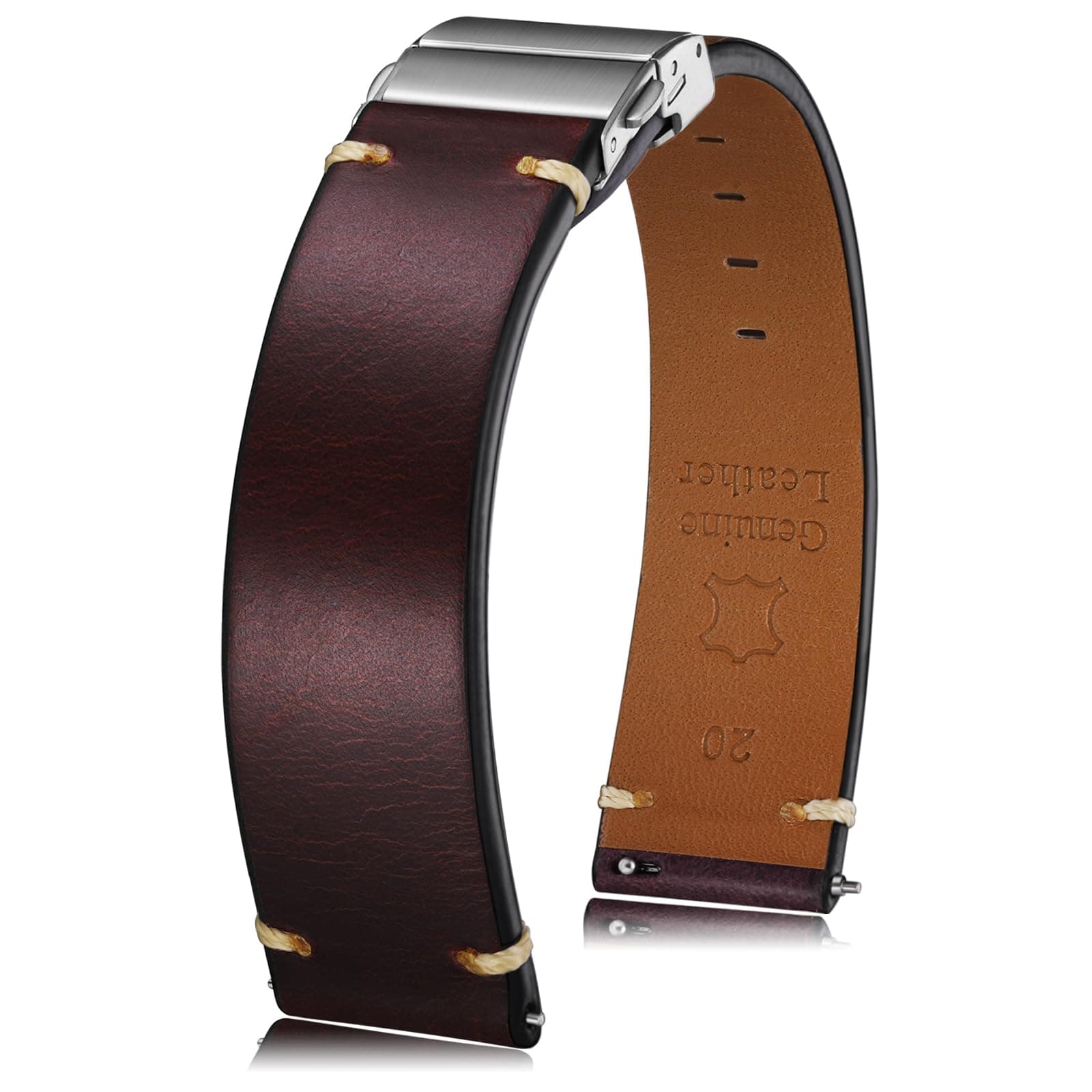 Getalia leather Watch Band Retro Oil wax Genuine Leather,18mm 19mm 20mm 21mm 22mm Quick Release Foldover Clasp Replacement Watch Straps for Men and Women