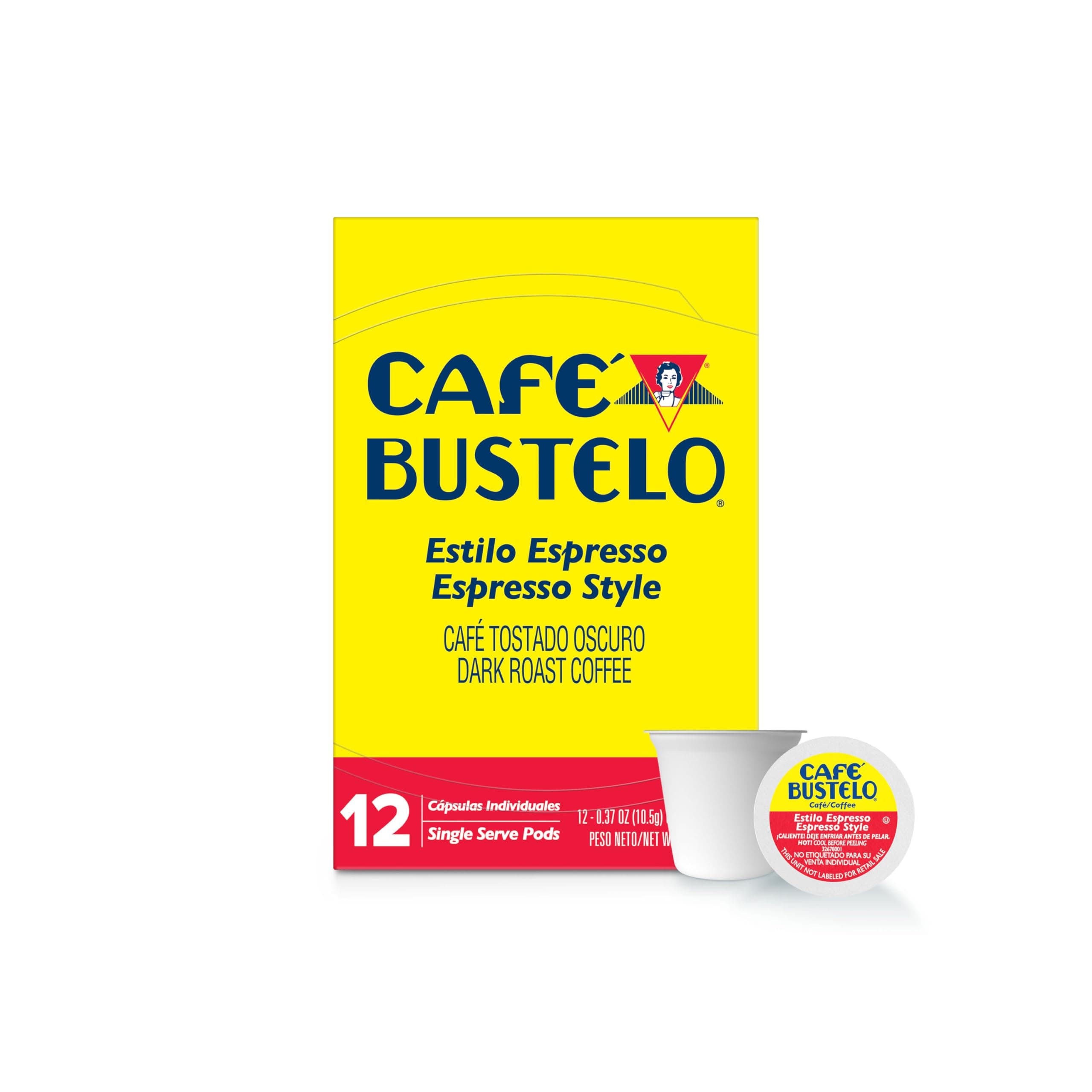 Café Bustelo Espresso Style Dark Roast, Single Serve Coffee Pods, 12 Count (Pack of 1)