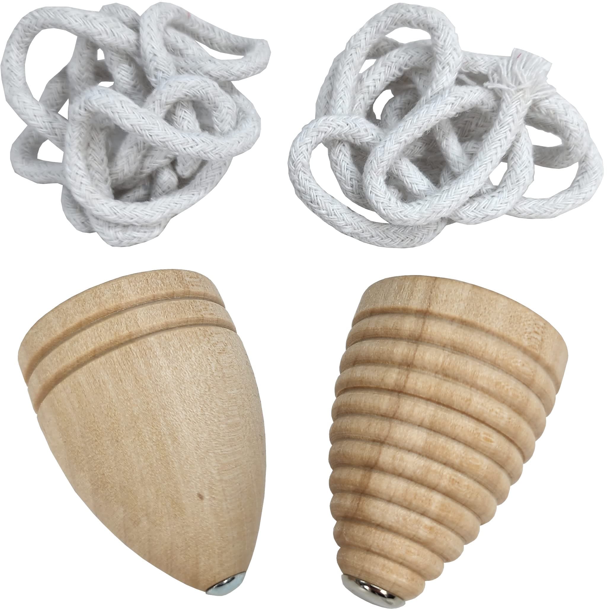 Adventure Awaits! - 2 Pack Hand-Carved Wooden Tops Trompos with Strong Steel Point - Smooth Finish!