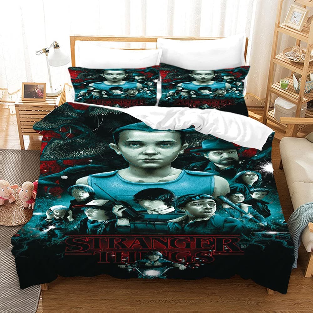 Small Double Quilt Cover Duvet Cover Horror Movie 155X220 Cm Cozy Polyester Cotton Bedding Small Double Bed With 2 Pcs Pillowcases (50X75Cm)