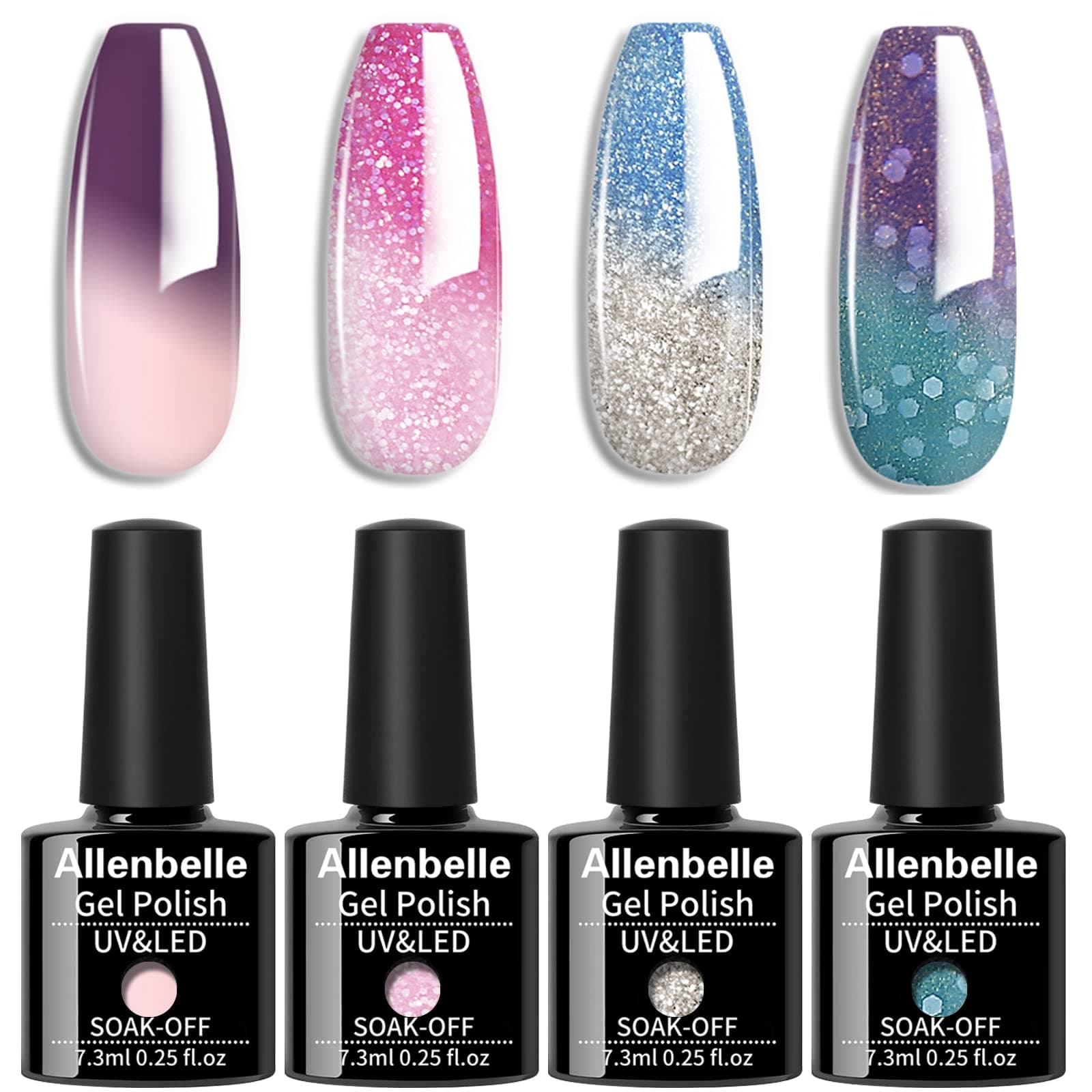 Allenbelle Color Changing Gel Nail Polish Gift Set Color Changing Gel Polish Set Mood Soak Off Uv Led Color Changing Gel Nail Polish 001