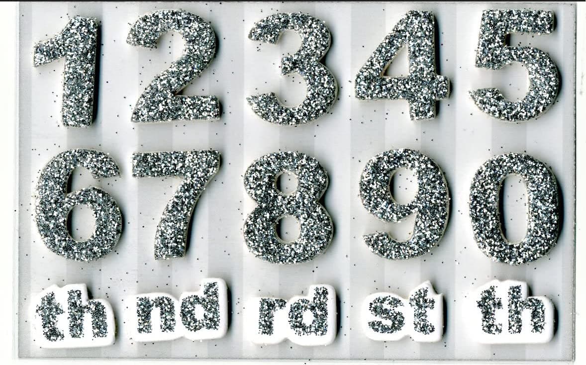Numbers 0-9 (Silver) Age Topper - Self Adhesive Greeting Card Craft Embellishment Sticker Set for Card Making, Gift Wrapping, Scrapbooking, Paper Crafts and DIY Projects