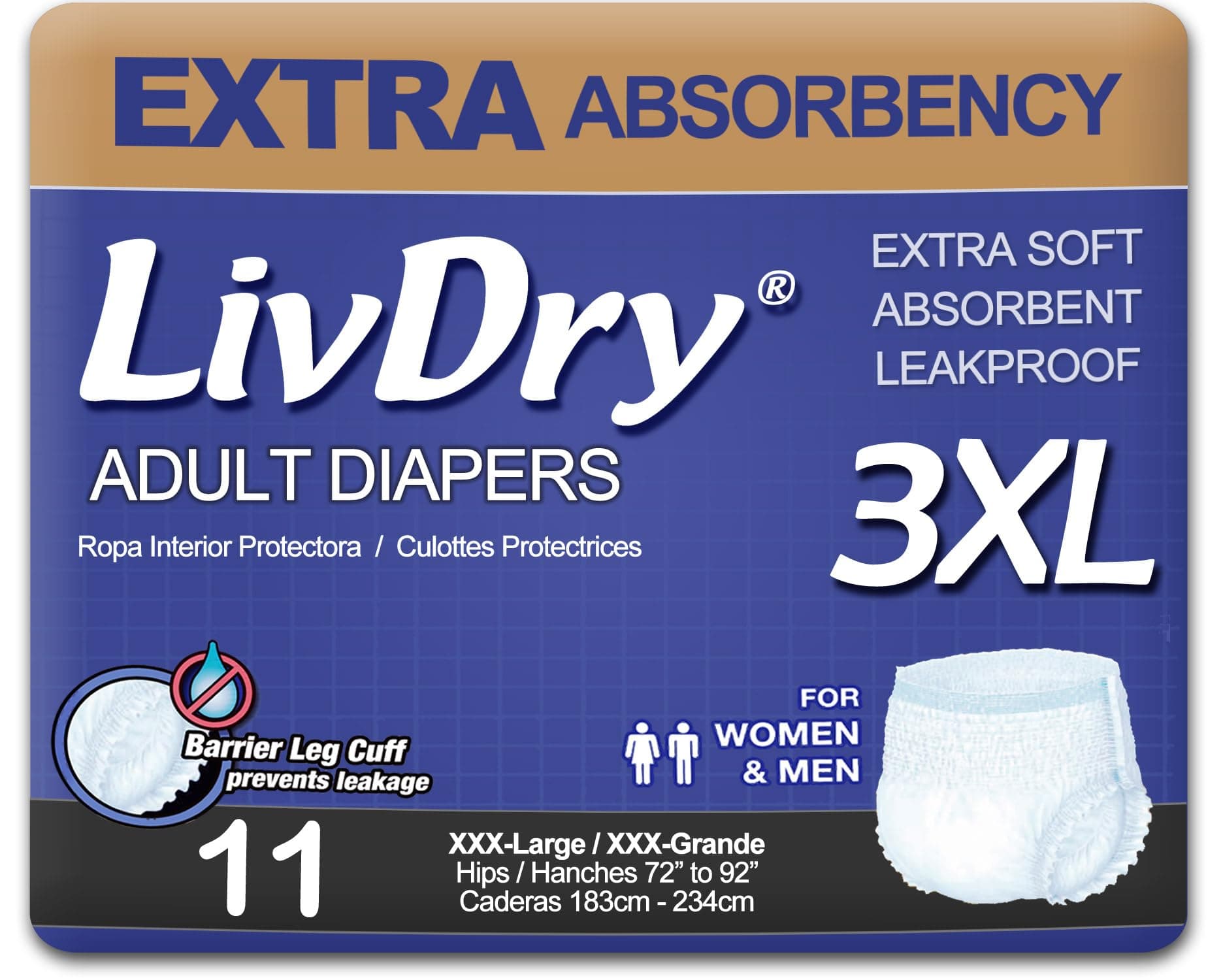 Adult Incontinence Underwear, Extra Comfort Absorbency, Leak Protection (XXX-Large (11 Count))
