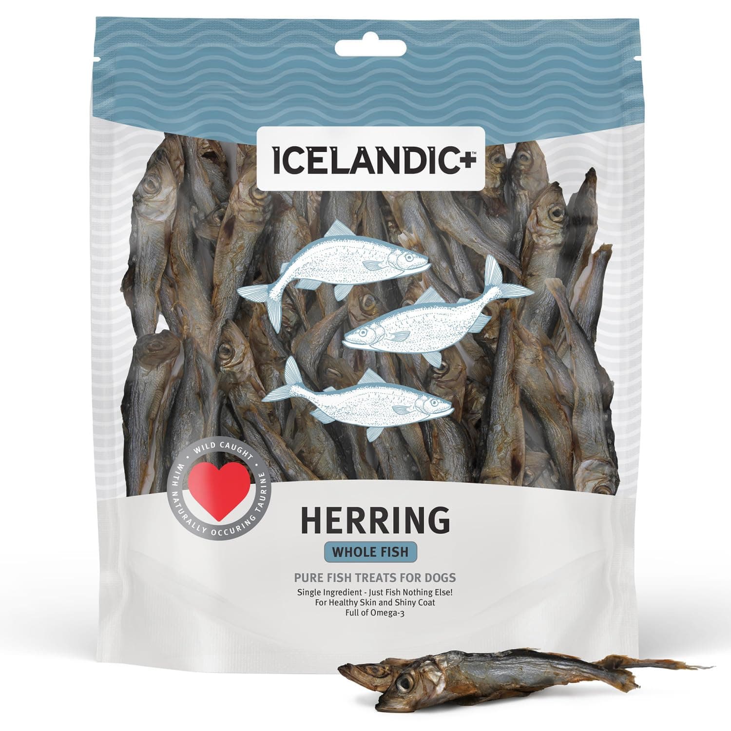 Icelandic+ Whole Fish Herring - 9oz Bag - Dog Treats, Pure Wild-Caught & Air-Dried, Single Ingredient Snack, Pet Chew, Just The Fish Nothing Else