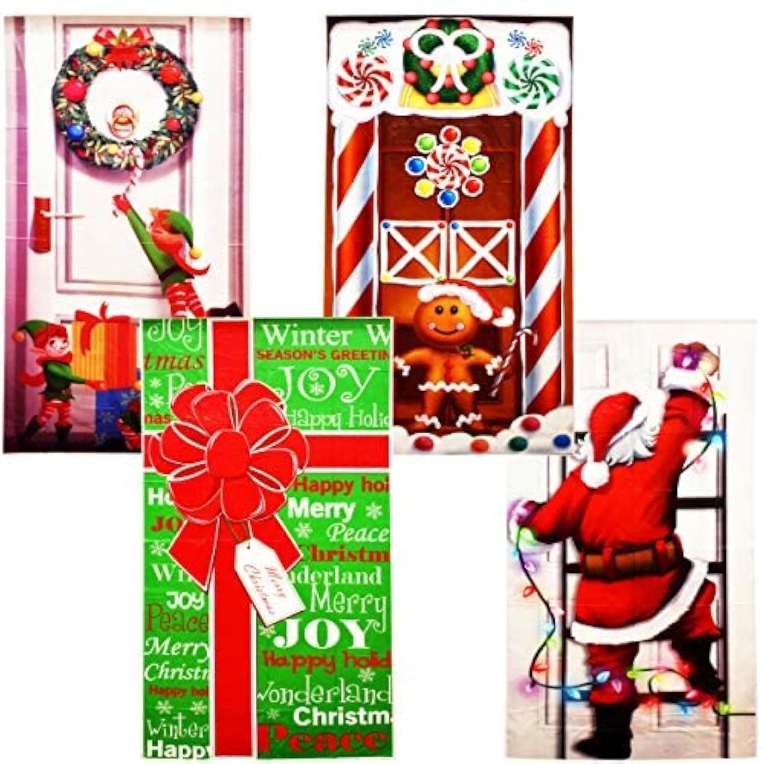 4 Pack Christmas Bathroom and Front Door Holiday Decorations and Covers