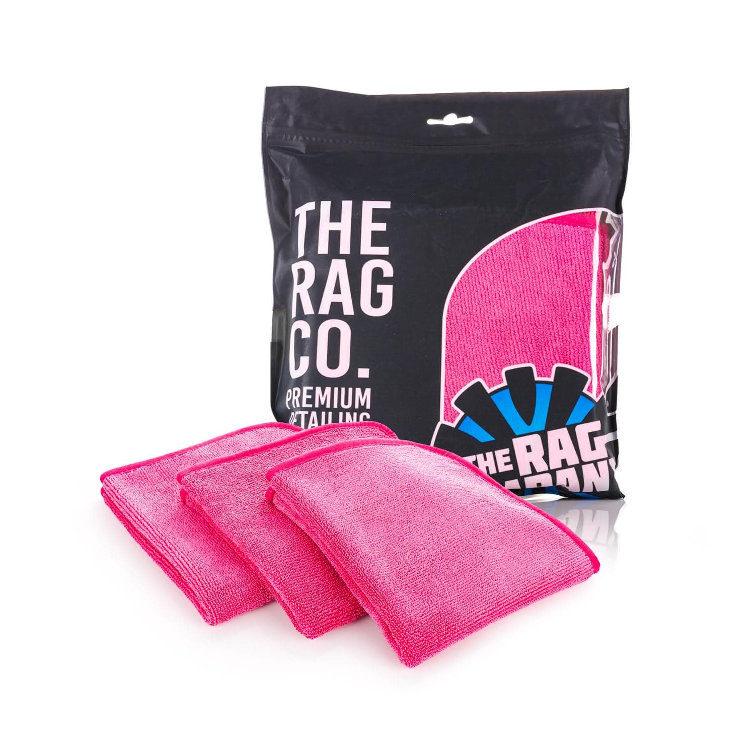 The Rag Company - Premium FTW Microfiber Cleaning Towels for Glass, Windows, Mirrors, Polished Surfaces - Streak-Free, Scratchless, 16" x16”, Pink, 3-Pack