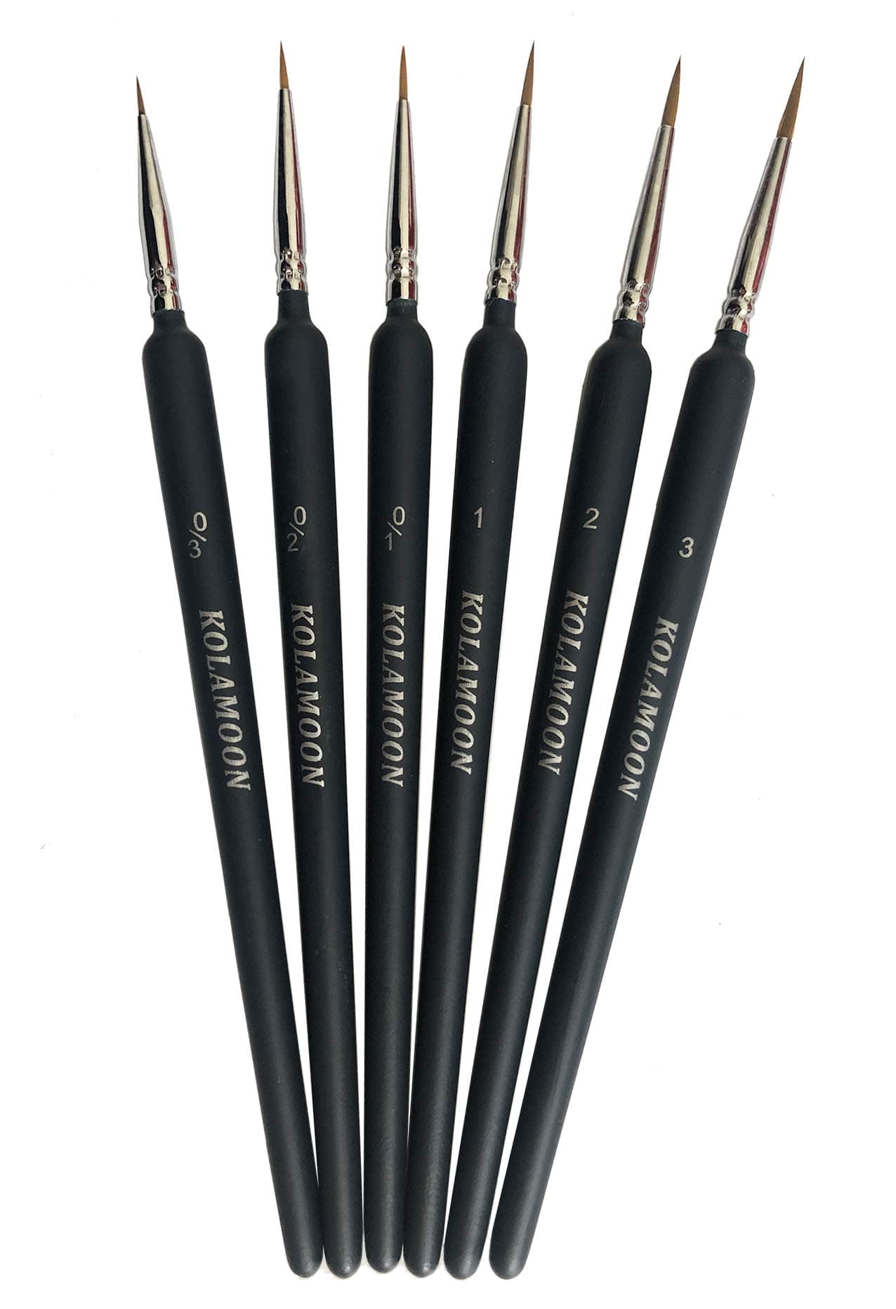 KOLAMOON 6 Pieces Fine Detail Paint Brushes Set Miniature Artist Paint Brushes set for Acrylic Painting, Watercolor, Model, Oil painting