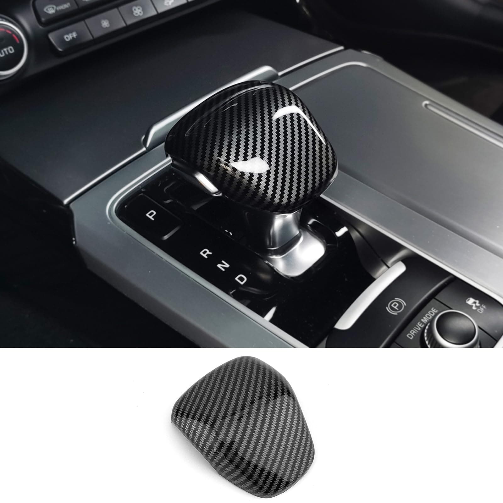 Gear Shift Knob Cover Car Shift Cover Compatible with Kia Stinger 2017-2024 Accessories(Carbon Fiber Black Style)