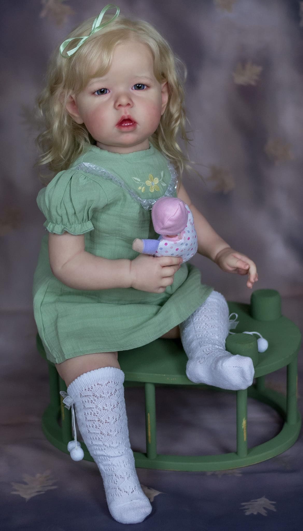 Pinky Reborn Baby Dolls 28 inch 70cm Silicone Vinyl Reborn Toddler Baby Doll Blonde Hair Realistic Real Lifelike Looking Newborn Dolls for Age 3+
