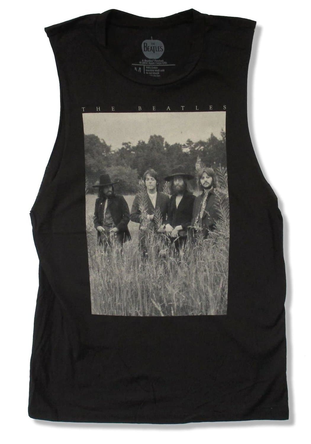 Juniors The Beatles "Field Picture" Black Sleeveless Muscle Shirt (X-Large)