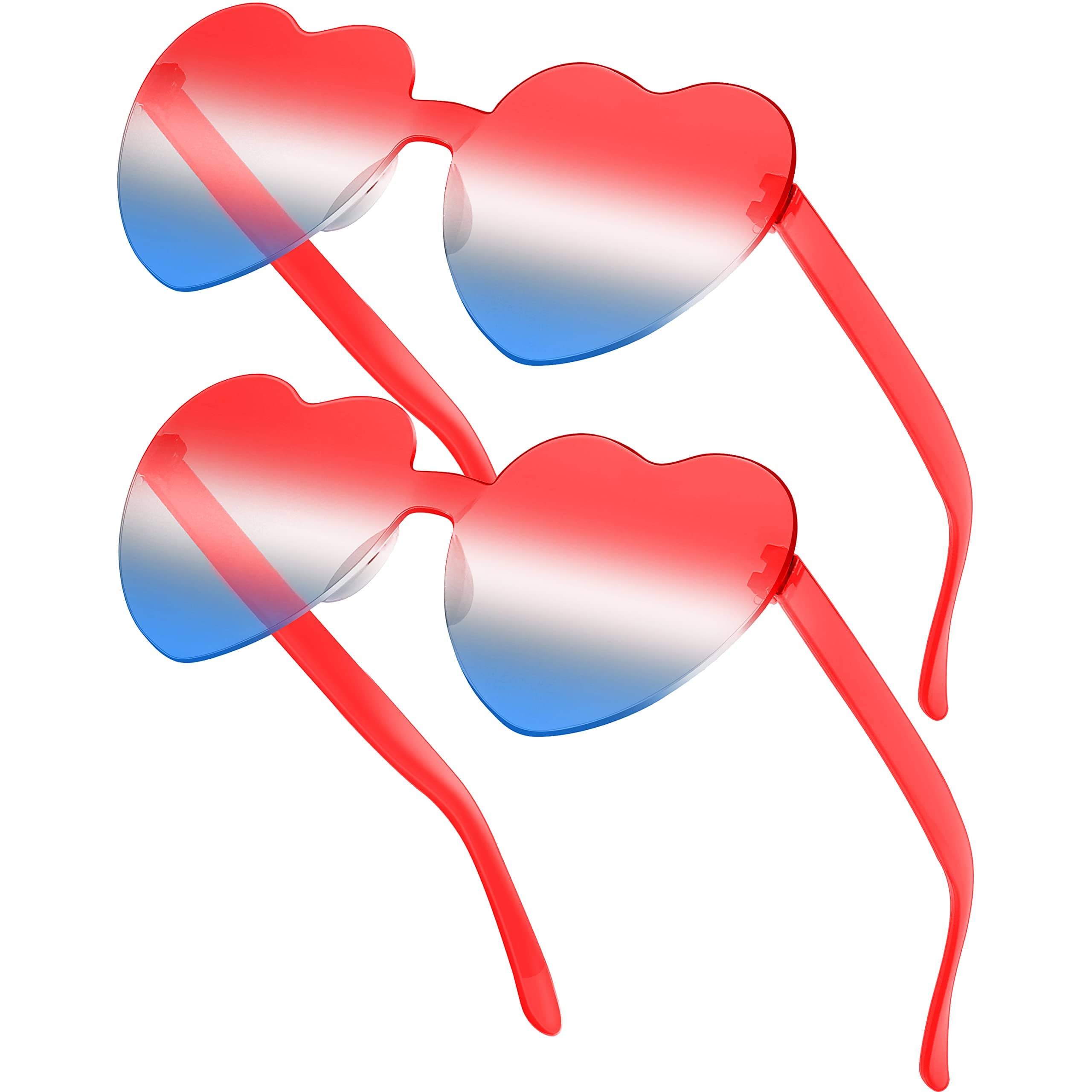 RTBOFY2PCS Heart Sunglasses for Fashion Party Queen Style, Rimless Heart Shaped Sunglasses for Women Party Favor……