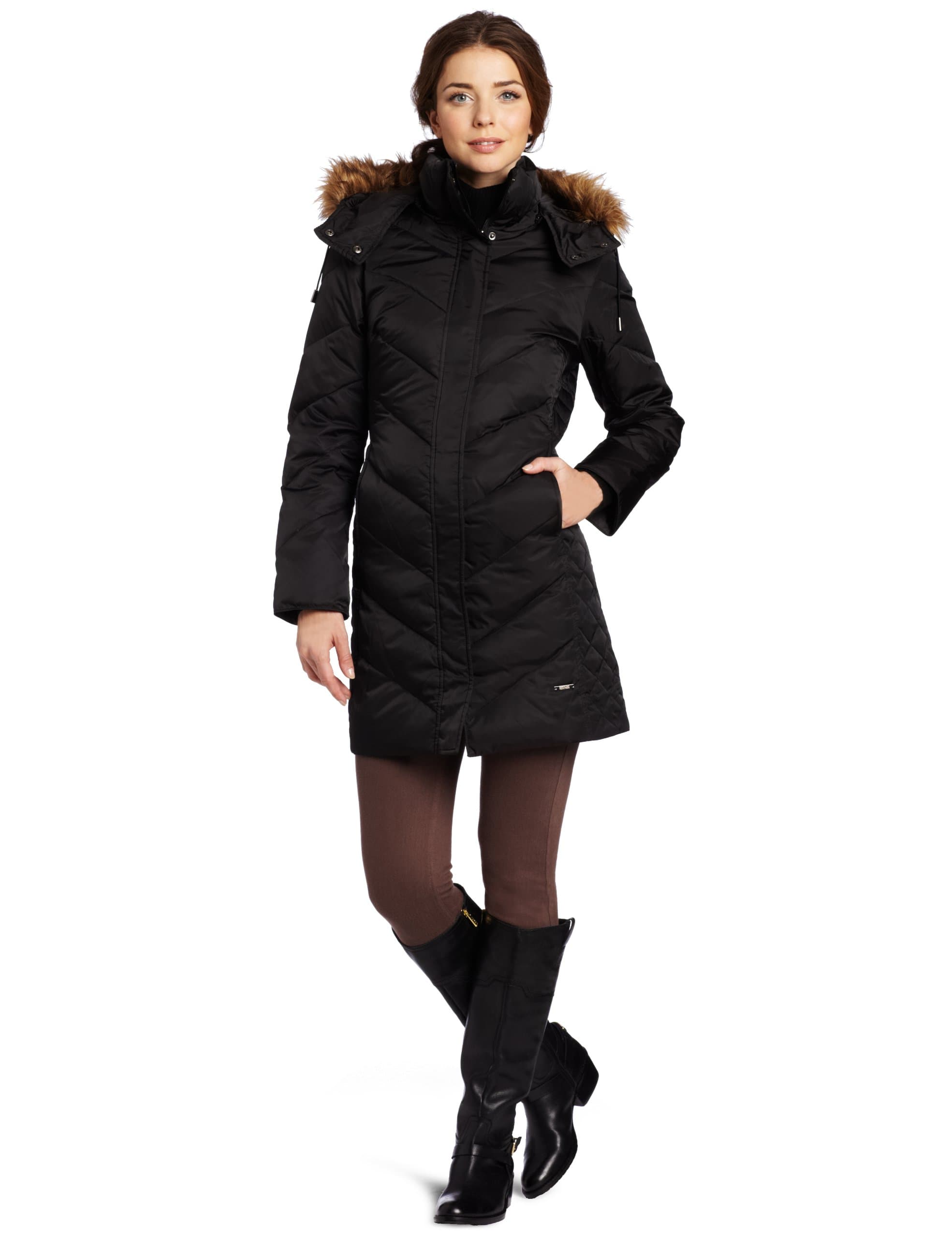 Kenneth Cole New York Women's Matte Satin Chevron Down, Black