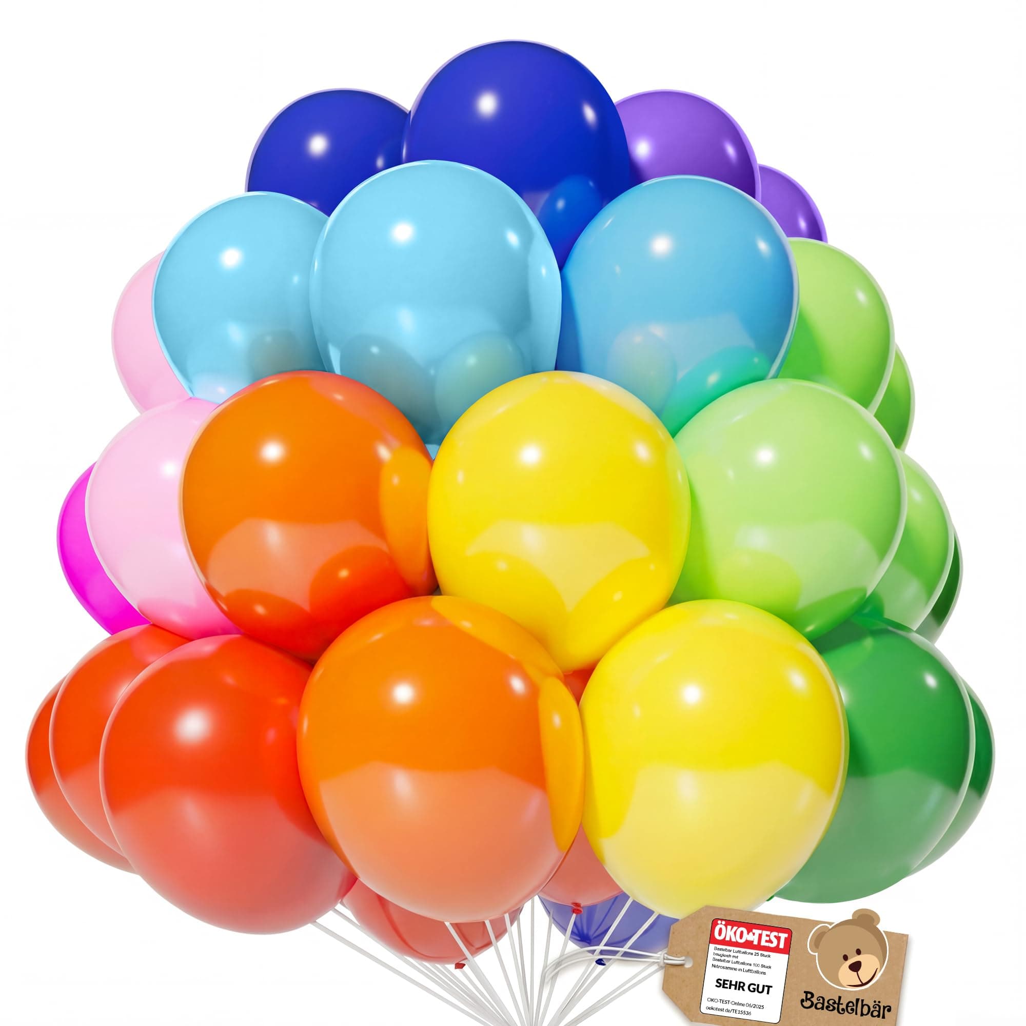 ORGANIC Balloons [100 pcs] ✓ Made in Europe ✓ Birthday Party Ballons ✓ Natural Latex ✓ Rainbow Colours ✓ Helium Balloons - 11 Metallic Colour Ballons - Latex Party Decorations