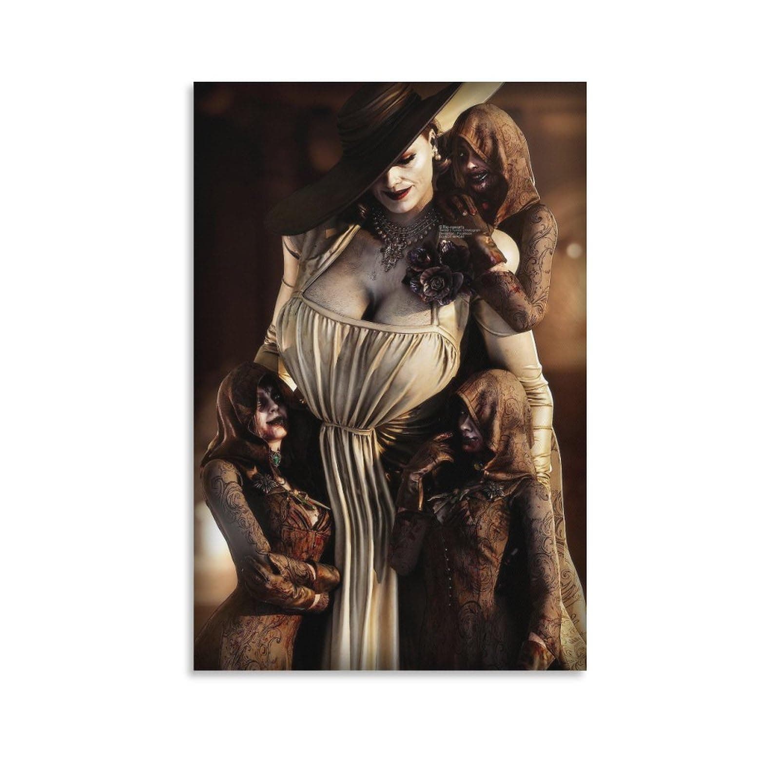 Resident Evil Village Anime Game Posters Lady Alcina Dimitrescu Horror Aesthetic Poster Wall Art Paintings Canvas Wall Decor Home Decor Living Room Decor Aesthetic Prints 16x24inch(40x60cm) Unframe-s