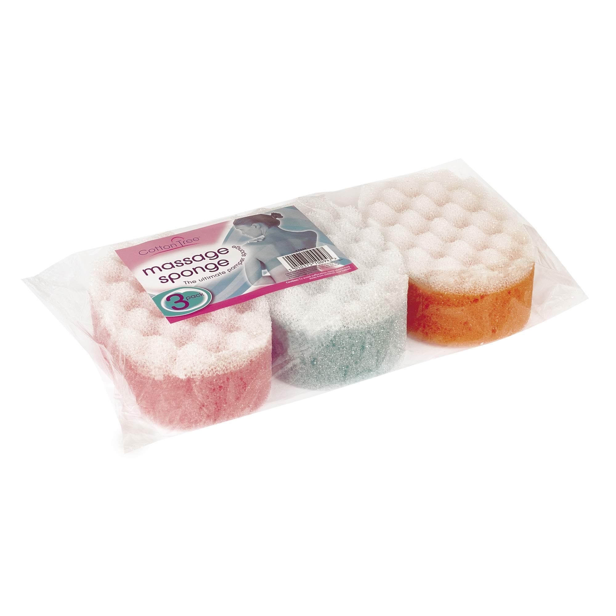 JKG Massage Sponge - 3 Pack (White, Synthetic Sponge, Exfoliating)