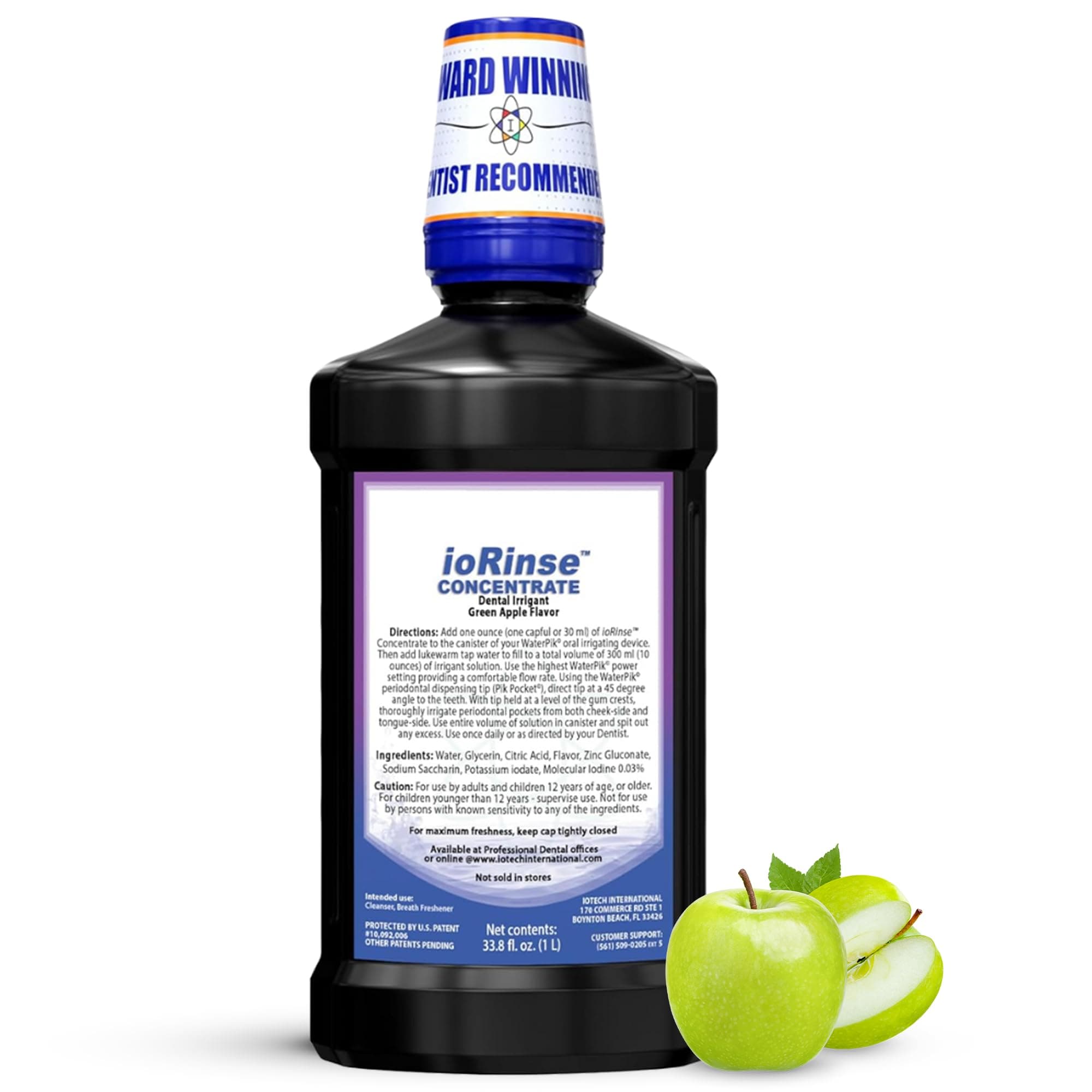 ioRinse Concentrated Irrigant with Active Molecular Iodine, Alcohol-Free Dental Irrigant, for use with Waterpik Water Flossers, and All Other Oral Irrigation Devices