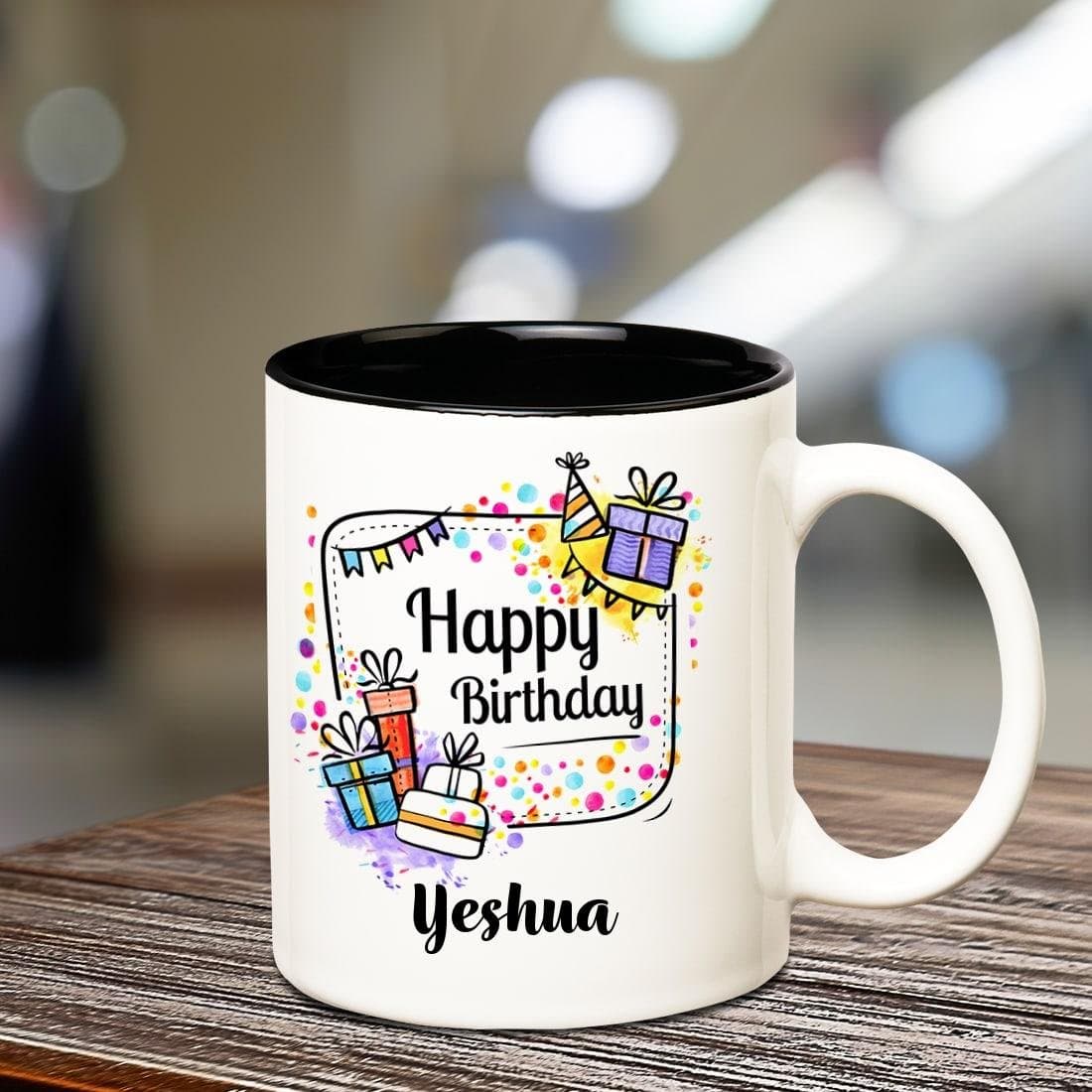 Huppme Happy Birthday Yeshua Inner Black Coffee Name Mug