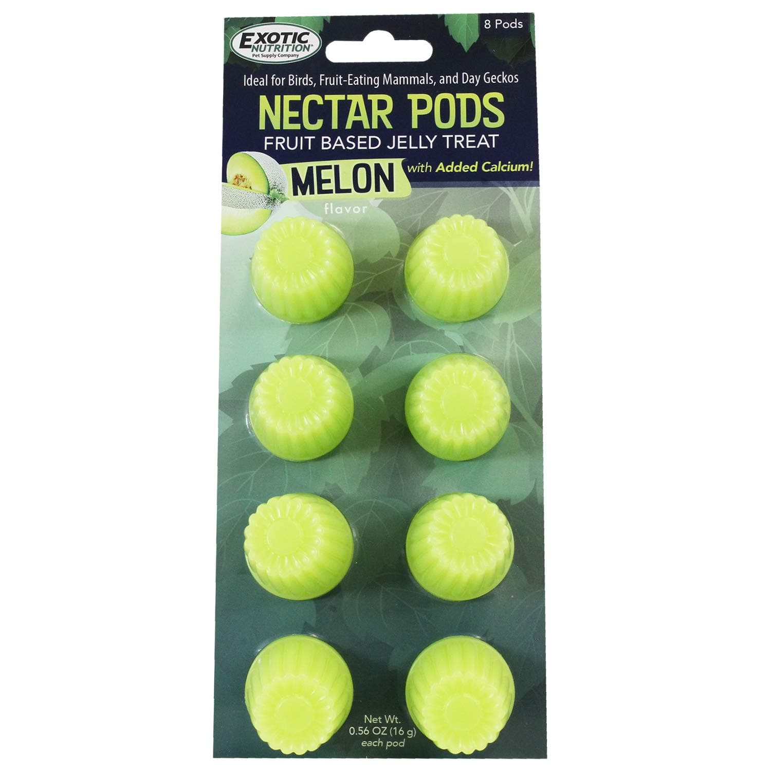 Nectar Pods (Melon) - Calcium-Fortified Jelly Fruit Treat - Sugar Gliders, Marmosets, Squirrels, Parrots, Cockatiels, Parakeets, Lovebirds, Birds, Hamsters, Day Geckos, Kinkajous & Other Small Pets