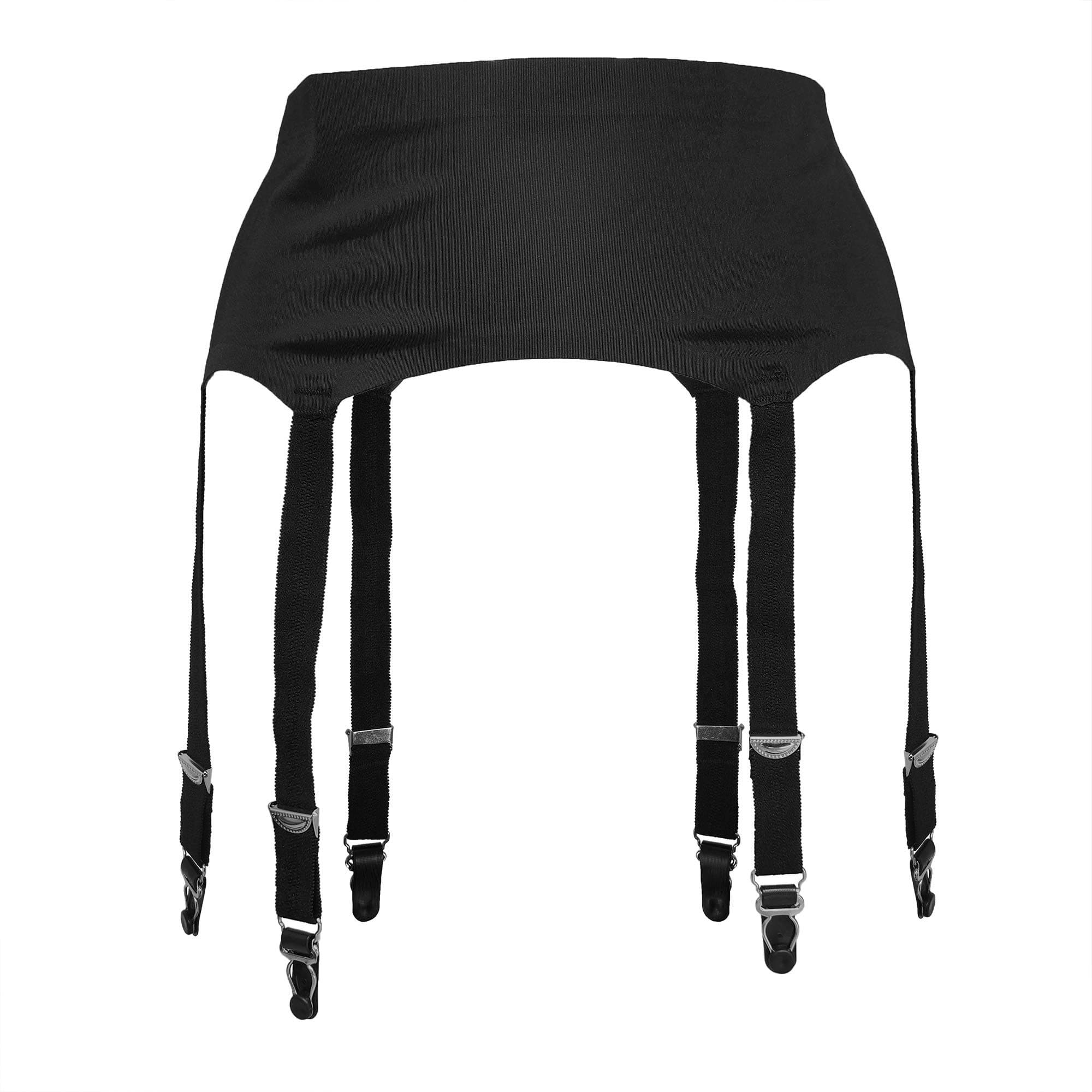 Black Plus Size Metal Buckles 6 Wide Straps Sexy Women Seamless Garter Belt for Stockings S504R
