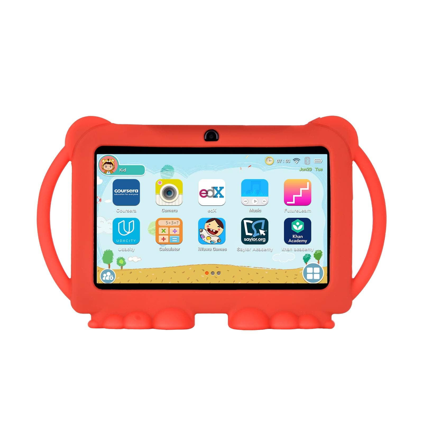 Xgody T702 7 Inch HD Kids Tablet PC Quad Core Android 8.1 1GB RAM 16GB ROM Touch Screen with WiFi Pre-Loaded 3D Game Dual Camera Red