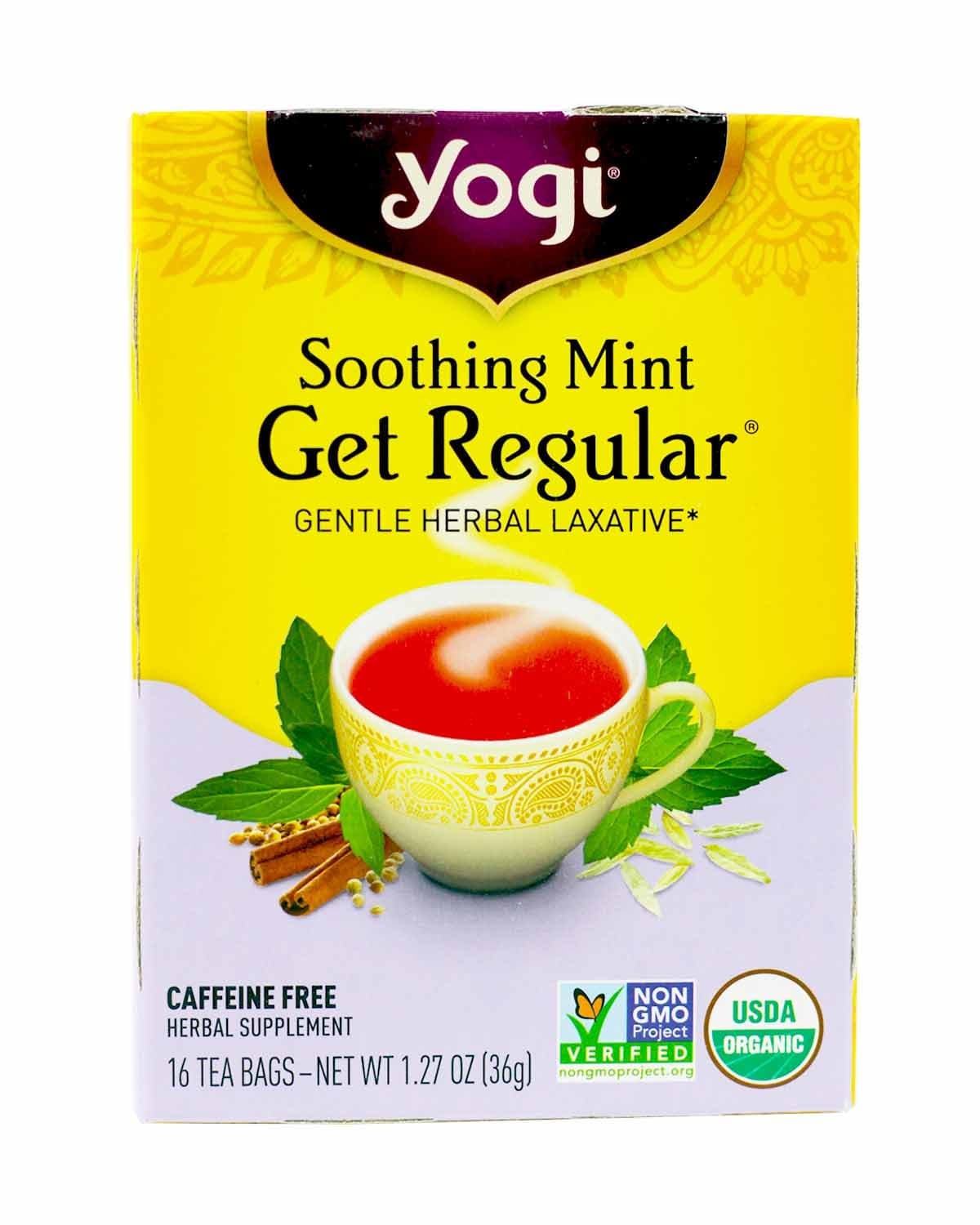 Yogi Tea Get Regular, Herbal Supplement, Tea Bags,1.27 oz, 16 ct, 3 pk