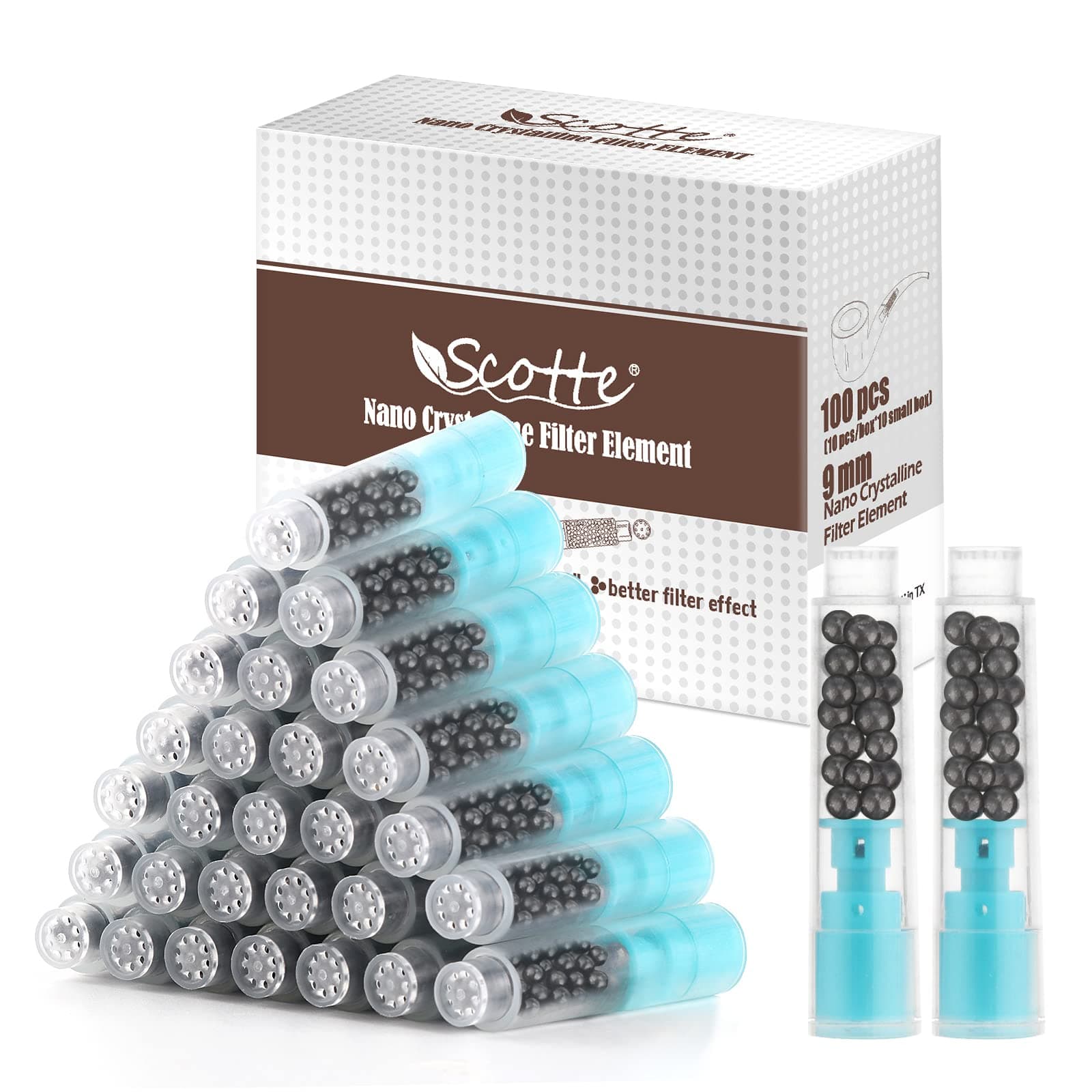 Scotte Pipe Filters Nanocrystalline 9mm Pipe Filter Newest 100 pcs Professional Filter Element for Smoking Pipe
