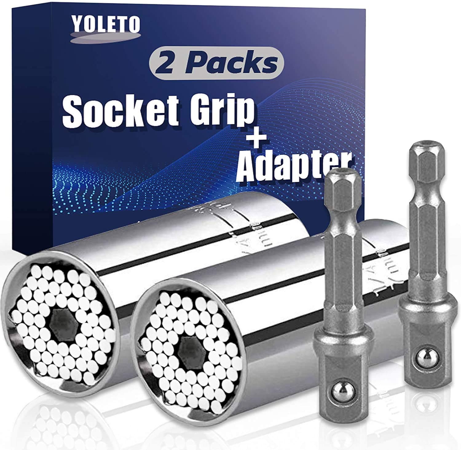 Universal Socket Tools Gifts for Men 2Pack Socket Adapter Ratchet Wrench for Mechanic Impact Driver Power Drill Set, Cool Gadgets Tool Gift for Men, Stocking Stuffers for Him, Dad, Husband