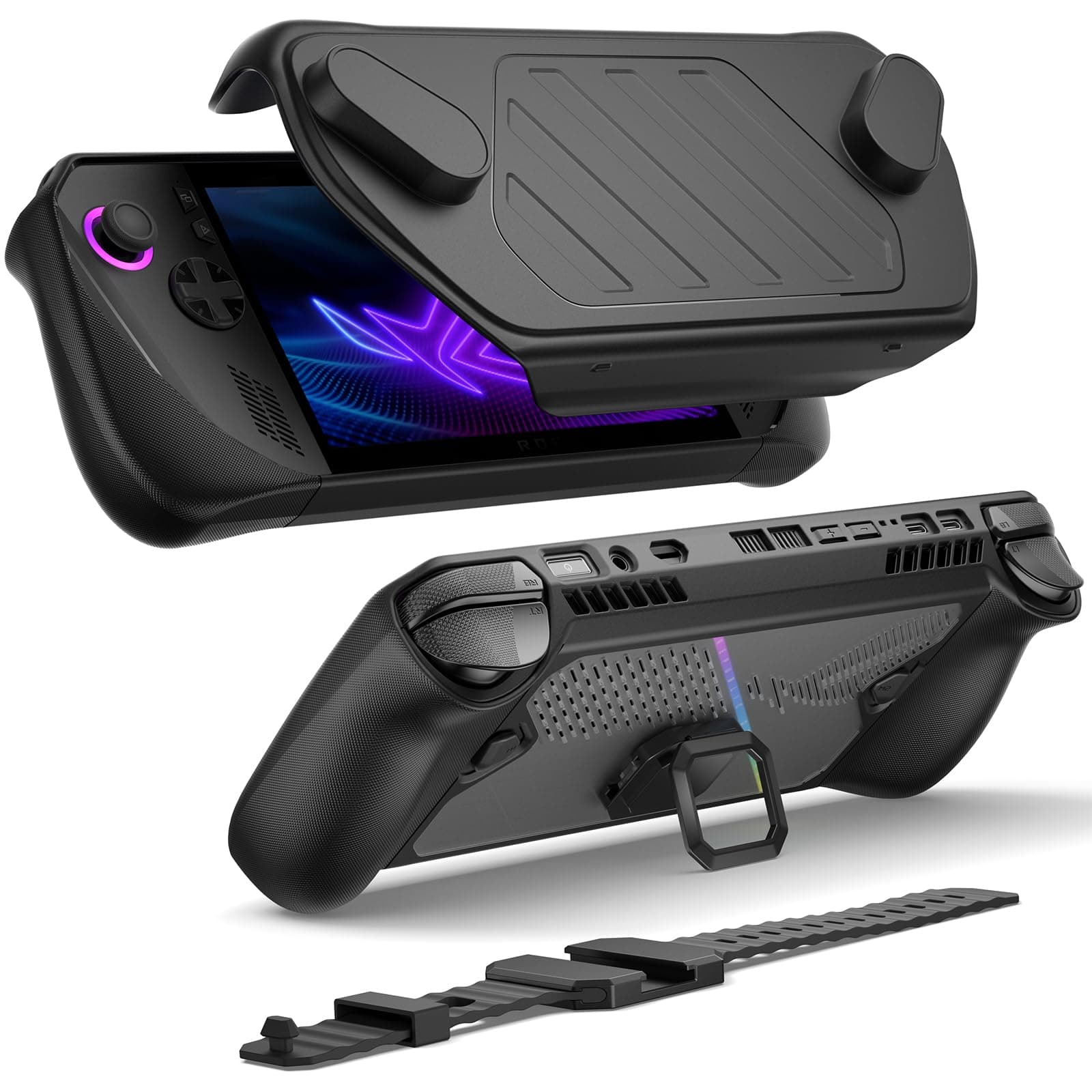 JSAUX ModCase for ROG Ally X with Detachable Front Shell, Protective Case, Metal Bracket and Strap for PowerBank Accessories Compatible with ASUS ROG Ally X Accessories Basic Set-PC0111