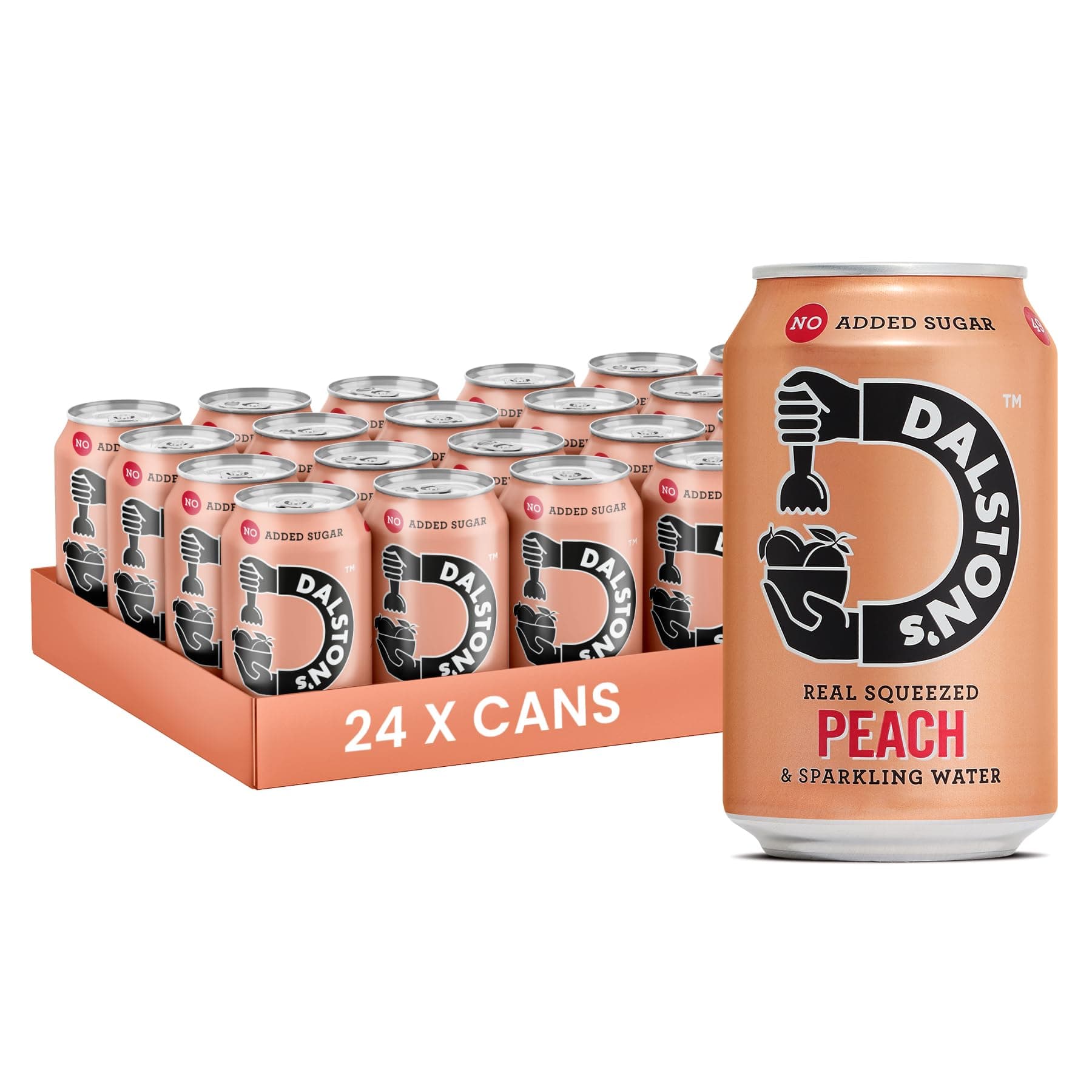 Sparkling Peach Soda (24 x 330ml) - Real Squeezed Peach & Sparkling Water - 49 Kcal - No Added Sugar - No Artificial Sweeteners - Healthy Alternative - Low Calorie - Vegan