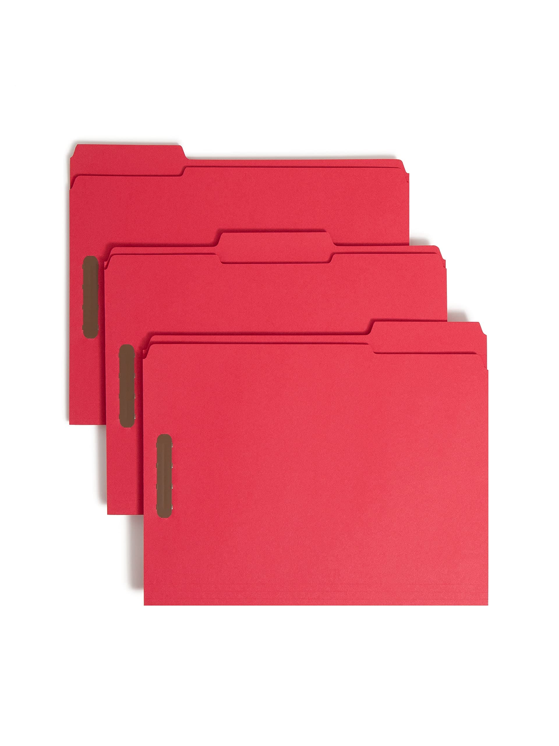 Smead Fastener File Folders, 50 Count, Red, Reinforced 1/3-Cut Tabs, 2 Fasteners, Letter Size (12740)