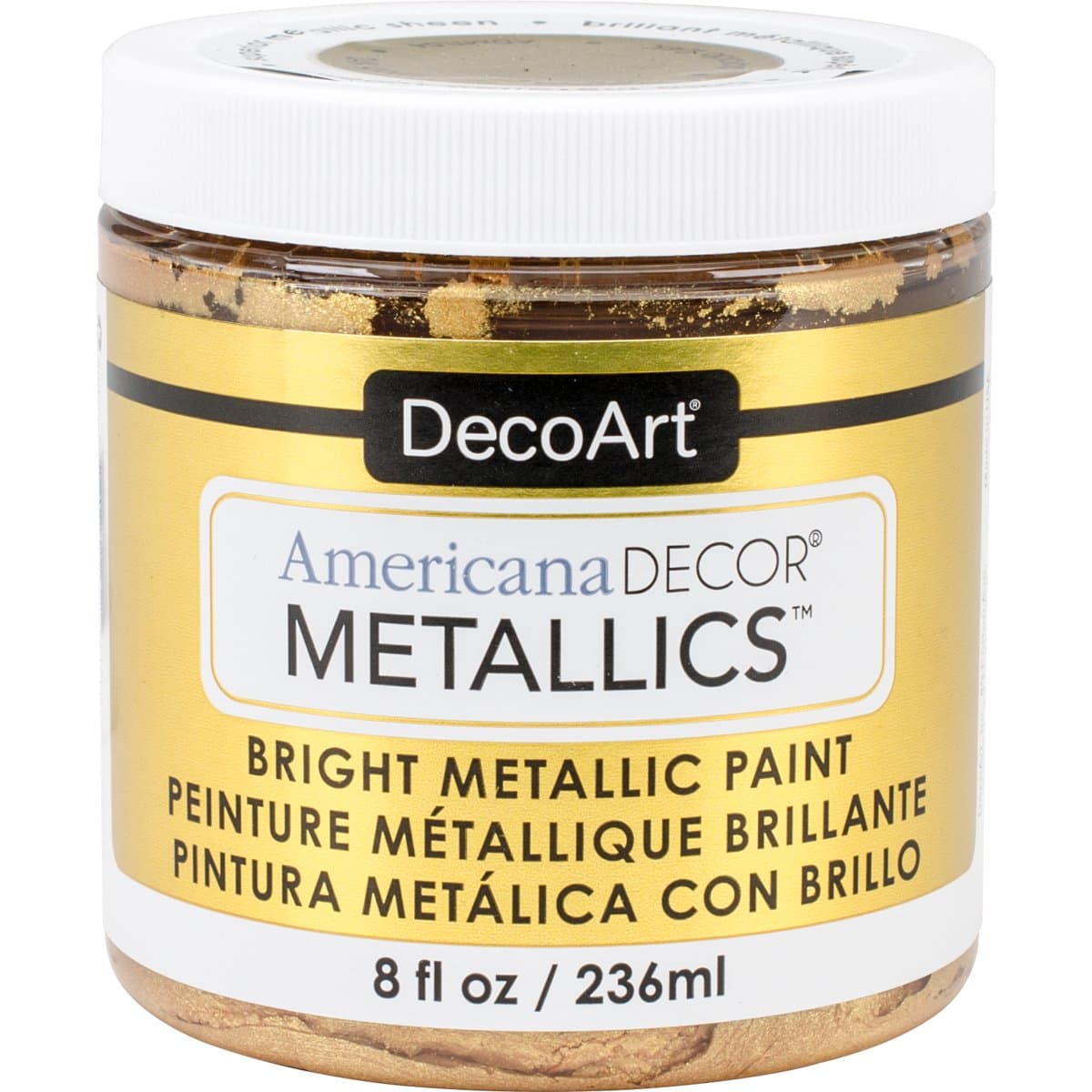 Americana Décor Metallic Jar Of Paint, Acrylic, 24K Gold, 7 x 7 x 8 cm